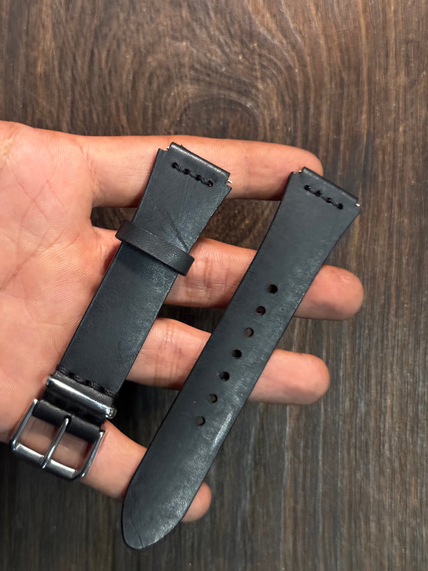Projected Black minerva chest stitched italian Leather watch Straps