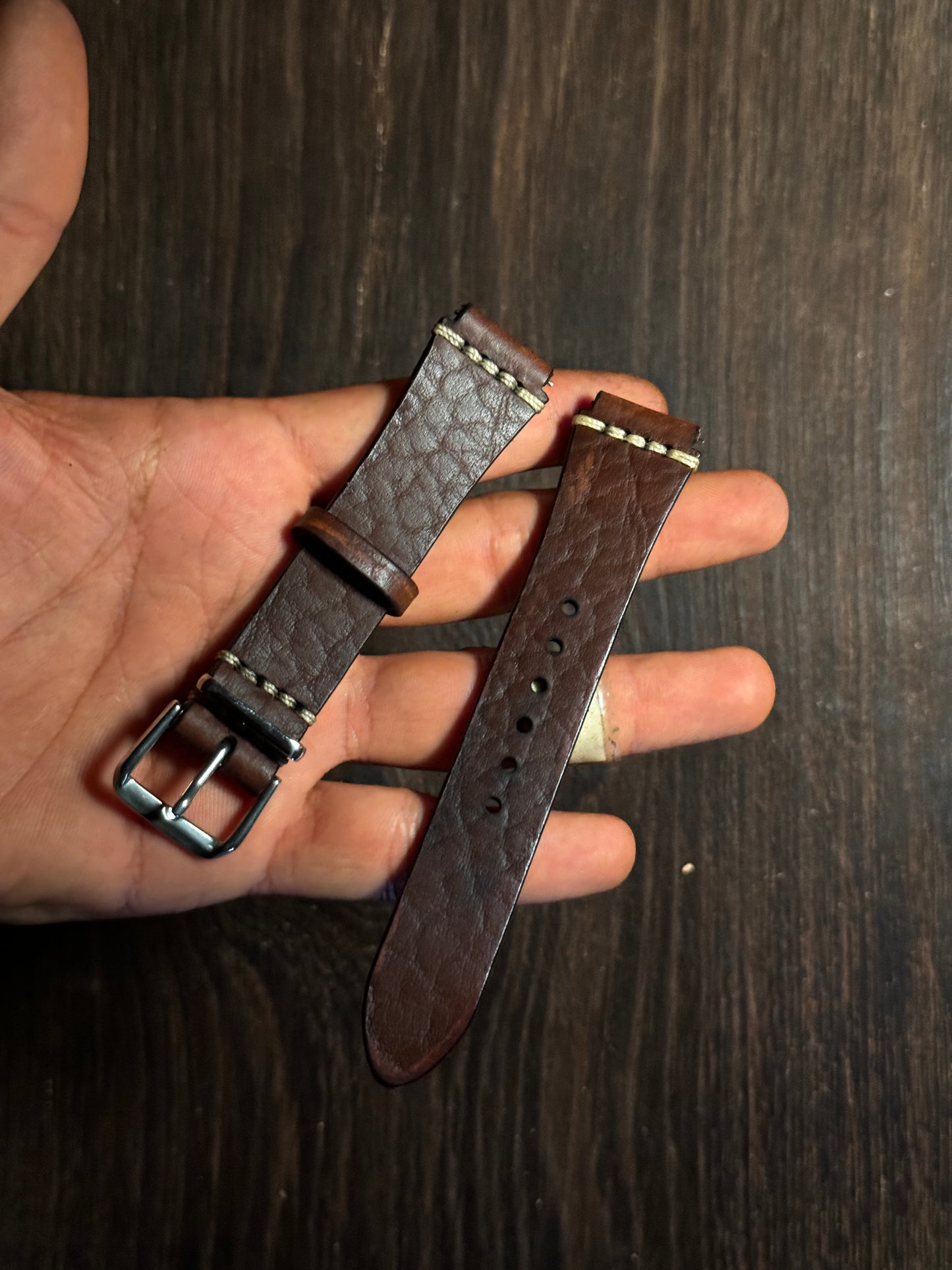Projected watch straps in horween bison usa leather full grain