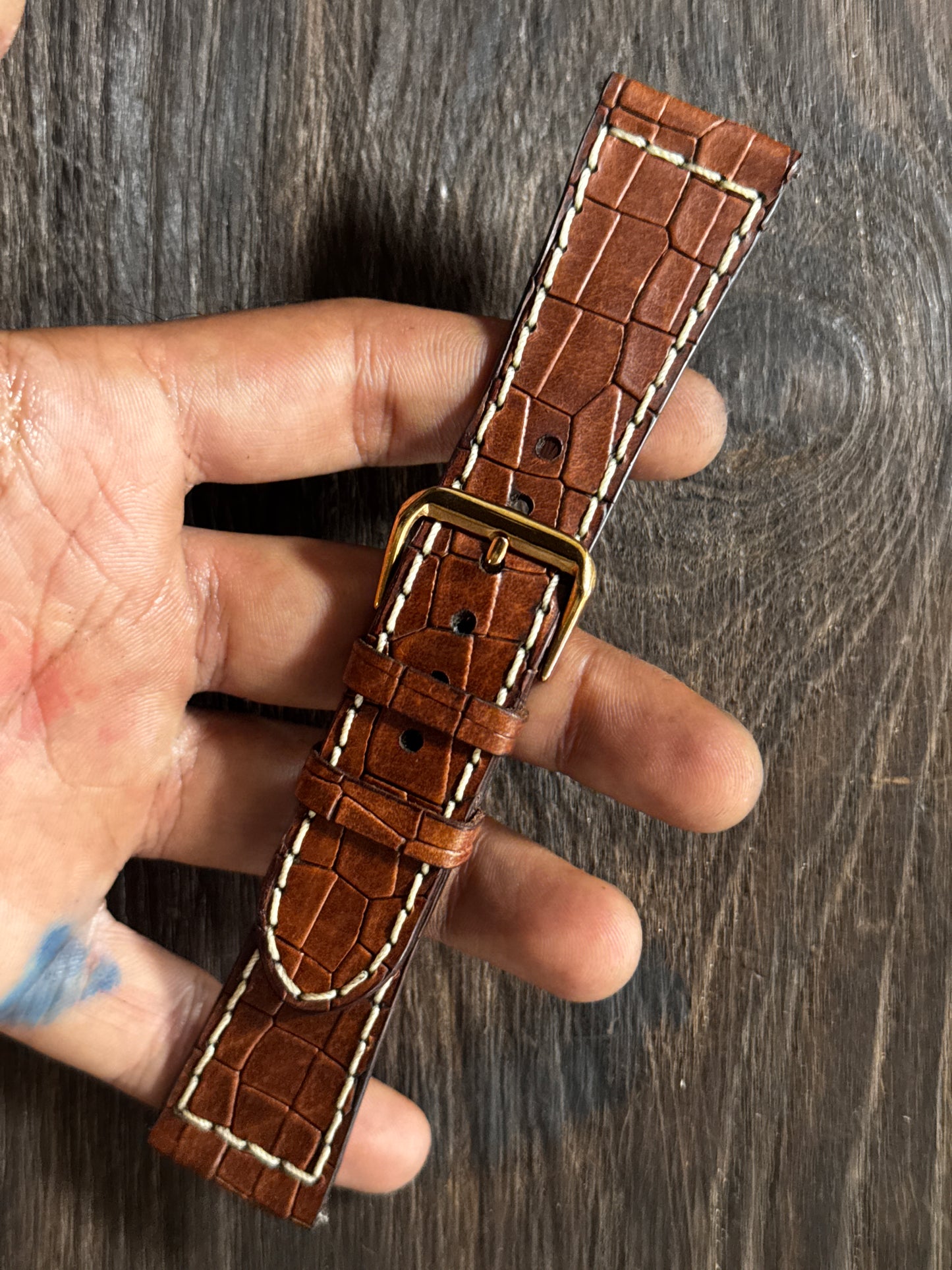 DOUBLE layered Stitched watch strap in soft leather