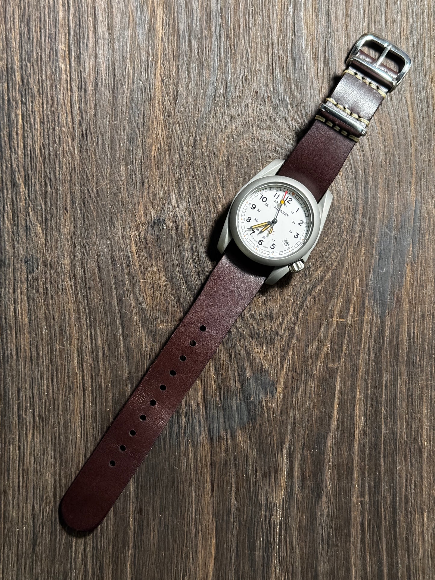 boderry one way nato watch Straps mahogany color