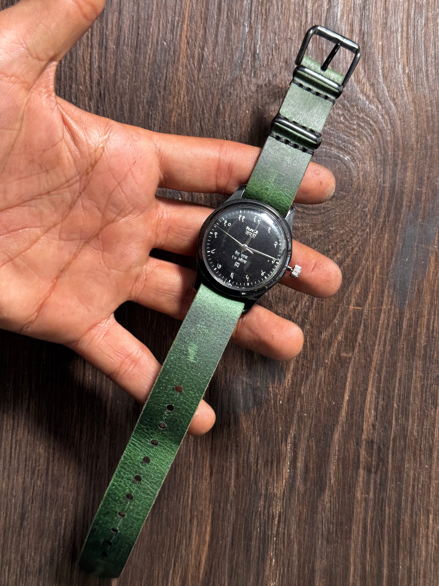 HMT one way NATO vintage green watch straps