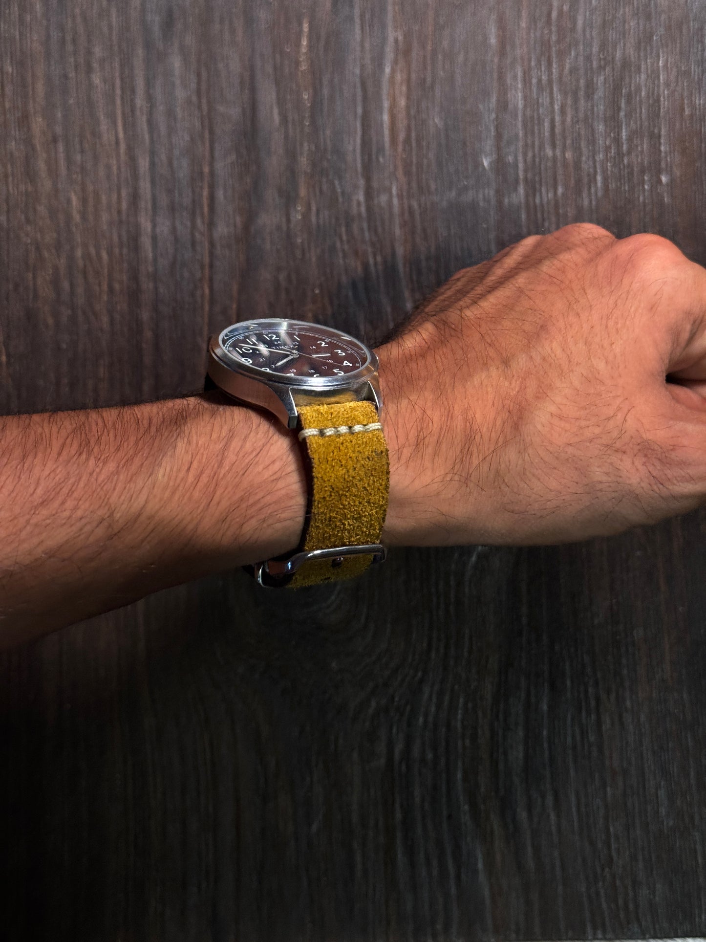 SUEDE YELLOW full grain Leather watch Straps