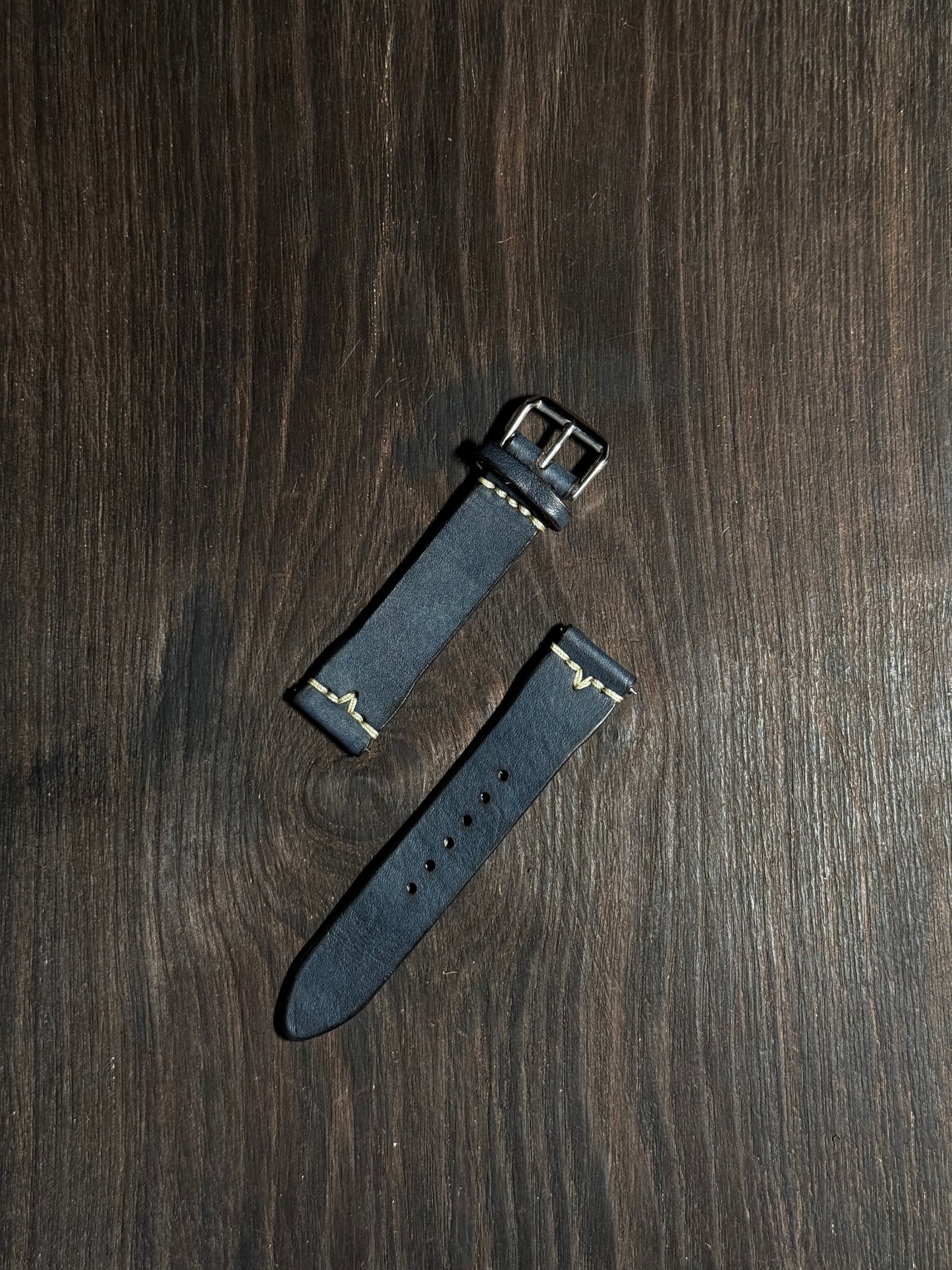 2.8 mm Italian Leather washed denim blue watch Straps