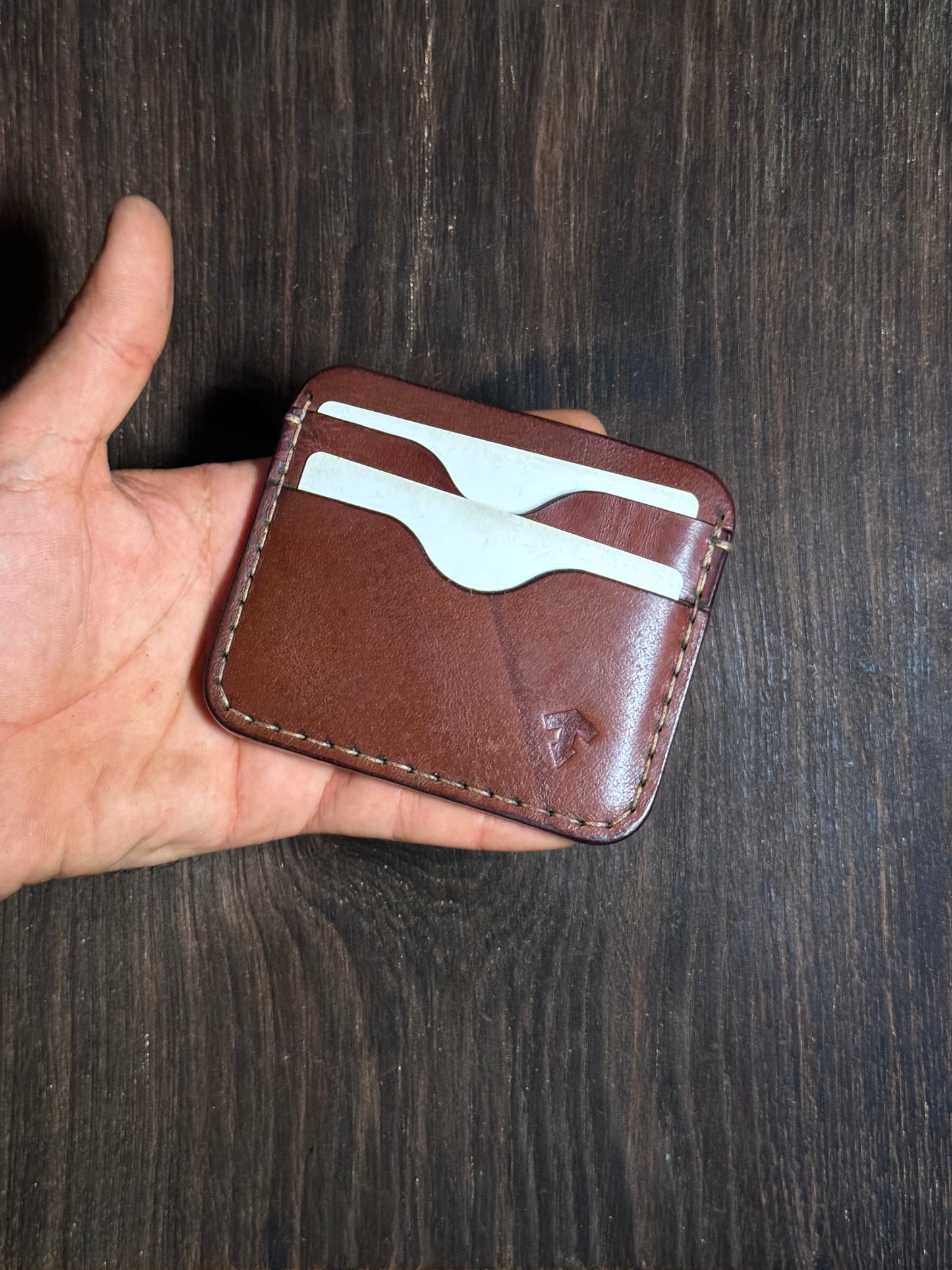 4 cards no fold sleeve in sturdy leather