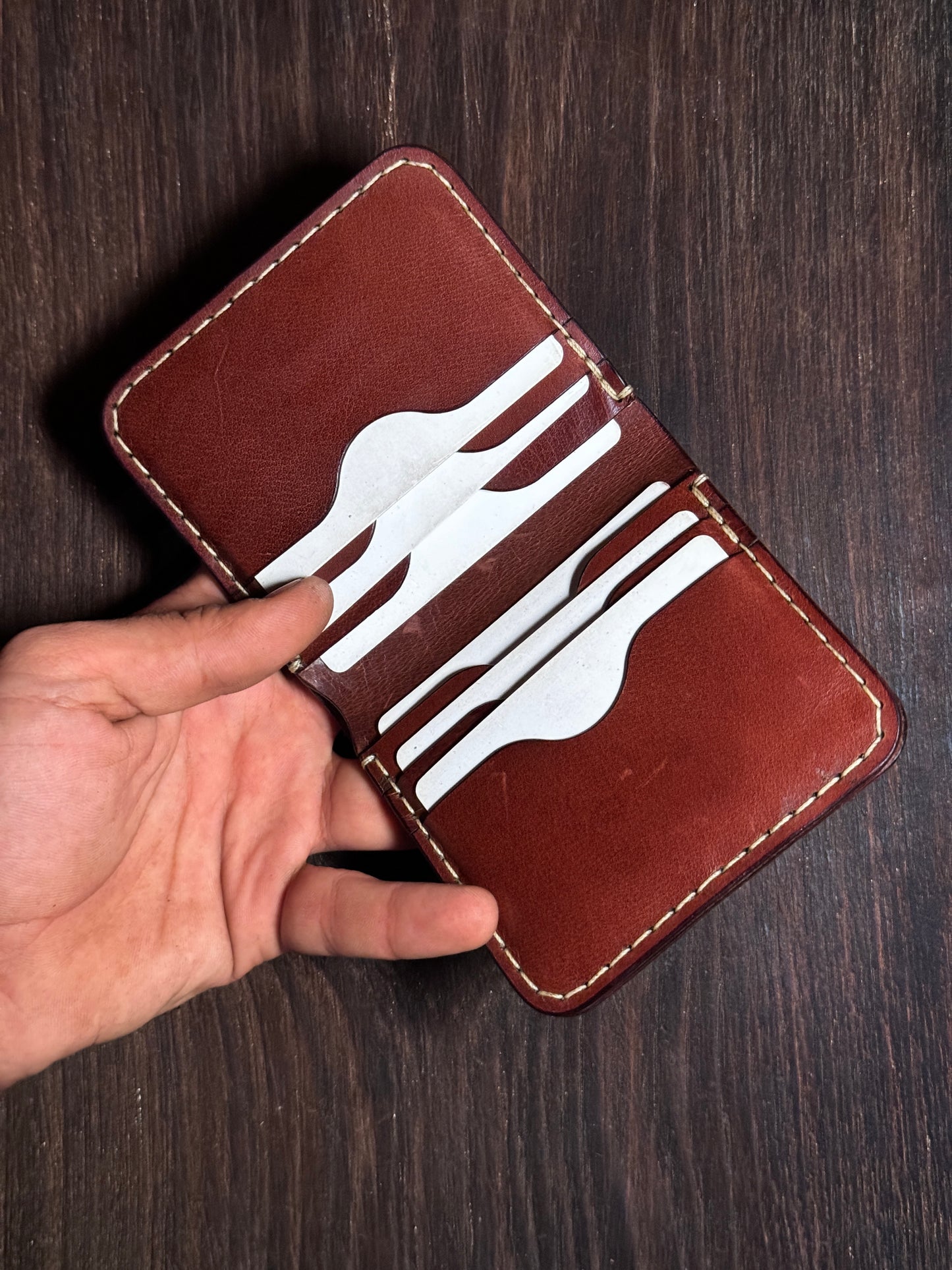 vertical bi fold wallet 6+1 regular size in soft leather