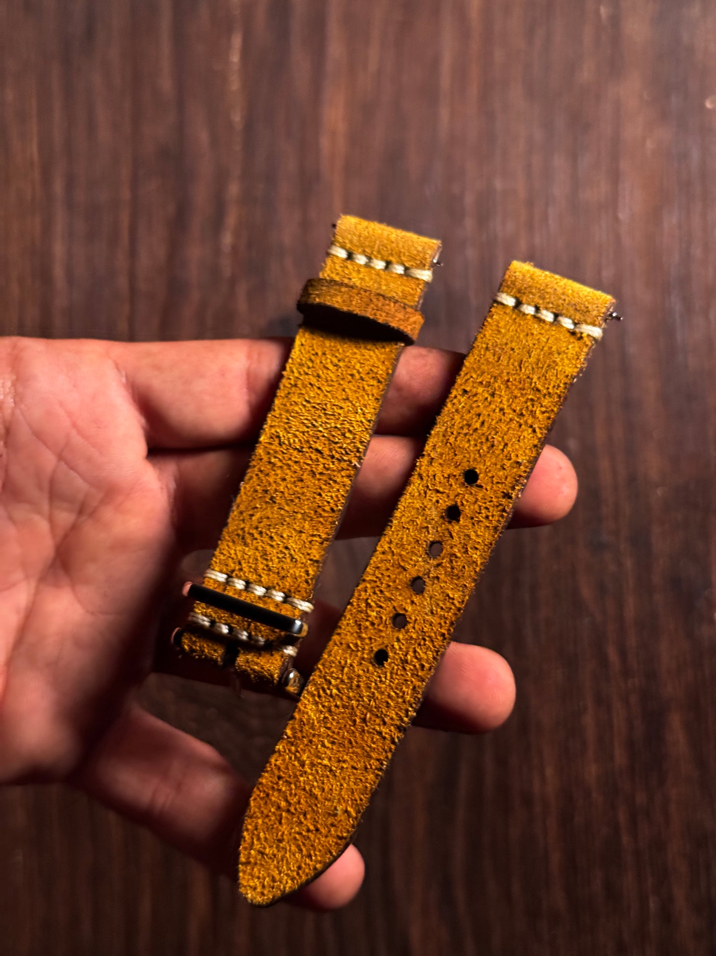 SUEDE YELLOW full grain Leather watch Straps