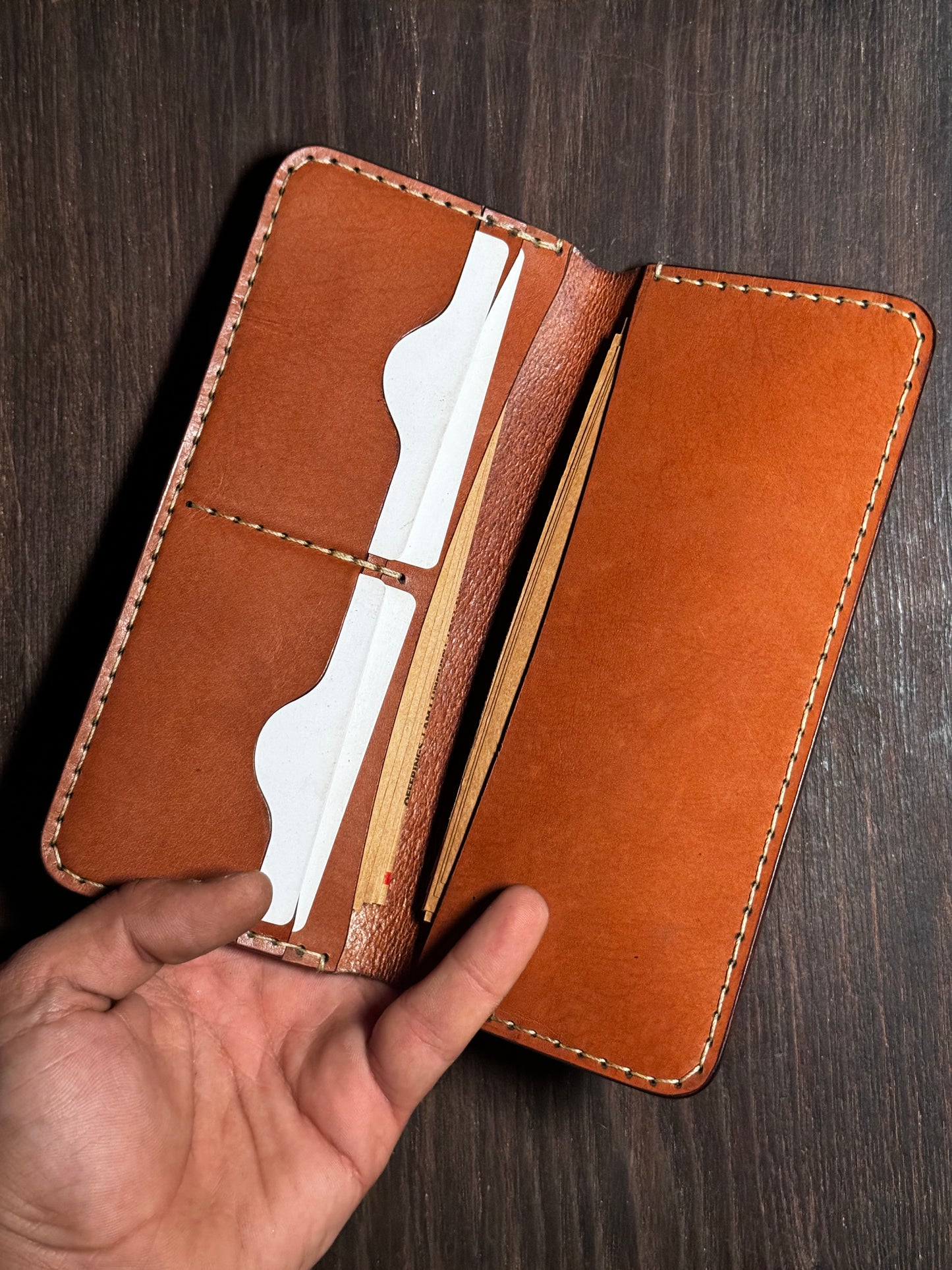 long wallet in sturdy leather