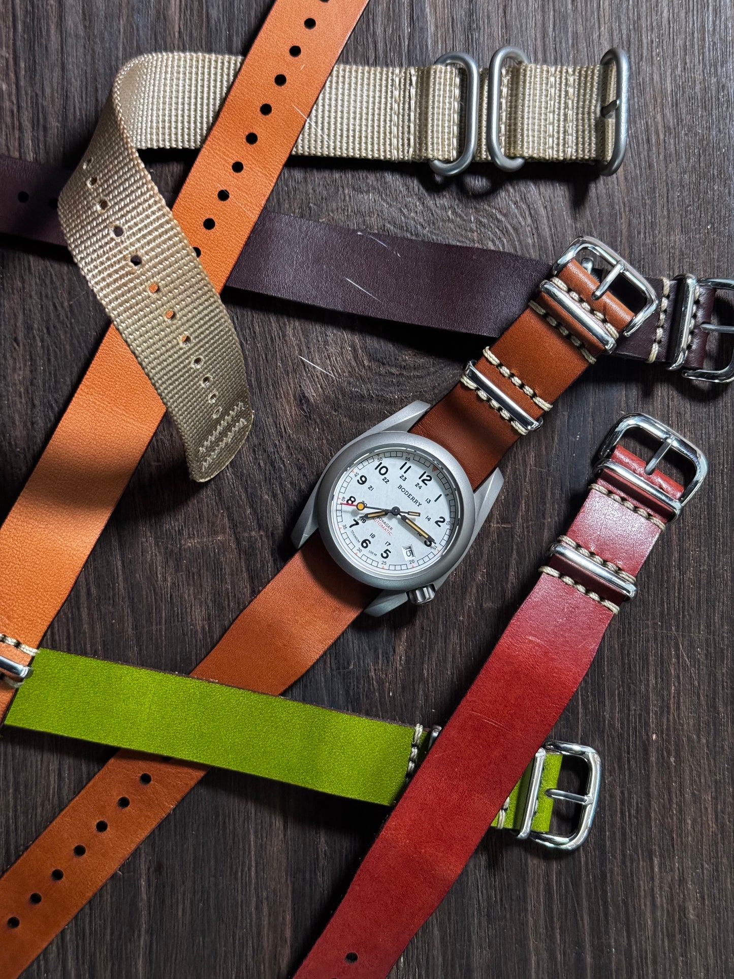 boderry one way nato watch Straps natural color
