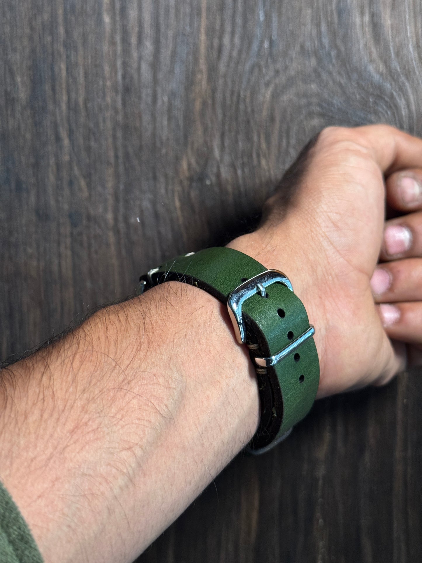 GREEN Italian Leather watch Straps 3mm+