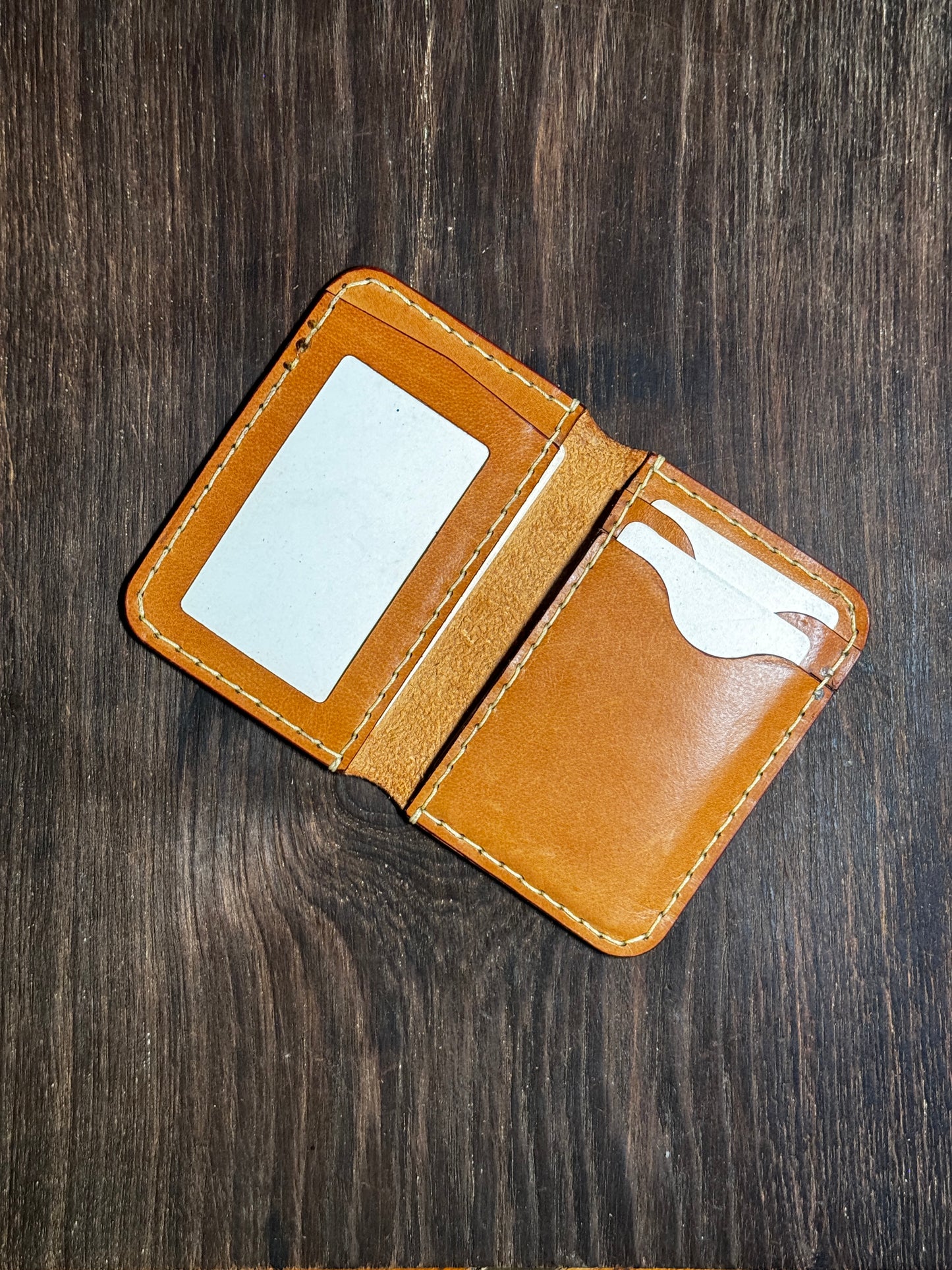 2 cards + 2 receipts slots + 1 ID card slot wallet in soft leather
