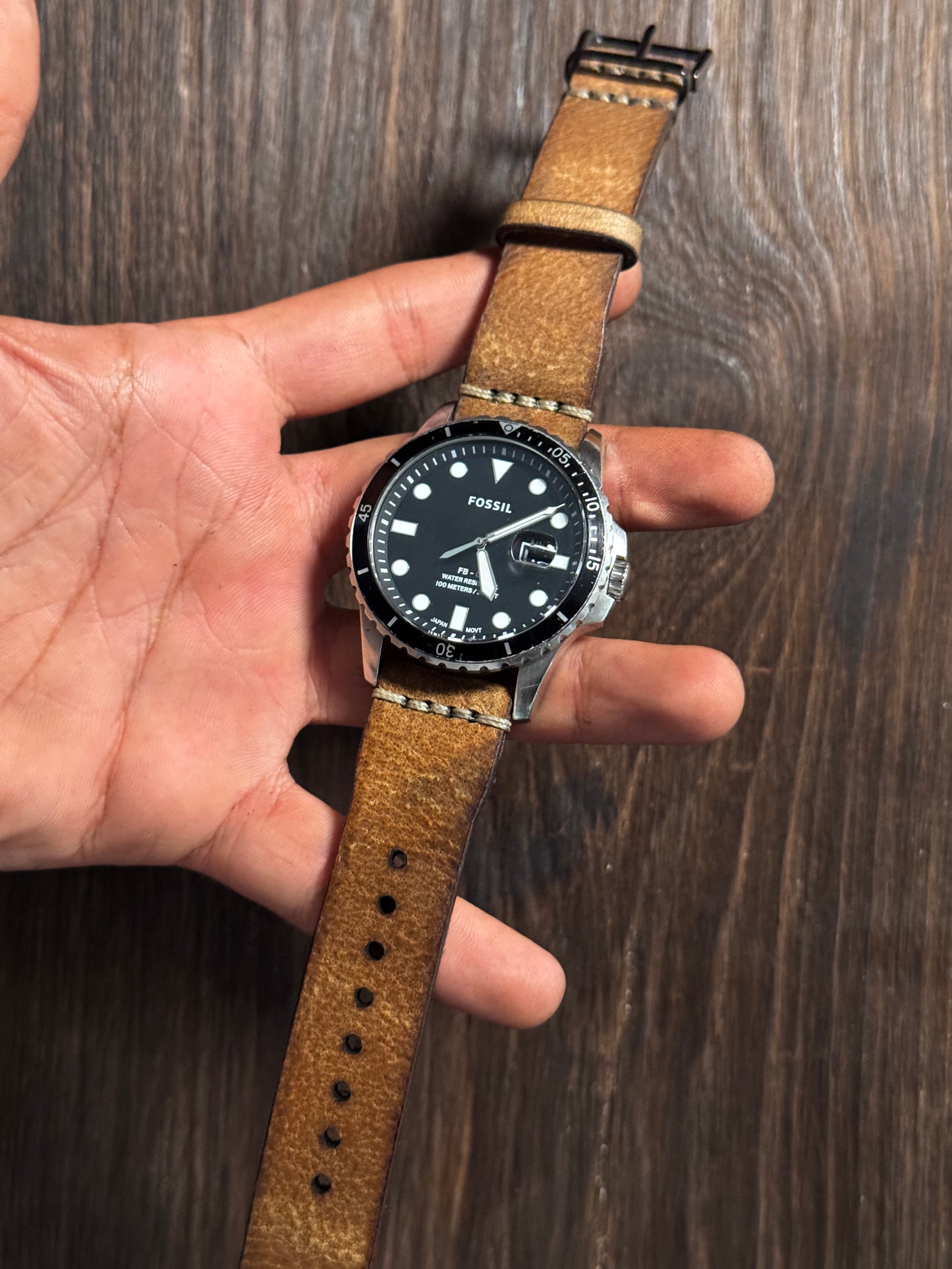 2.8 mm Italian Leather washed khakee watch Straps