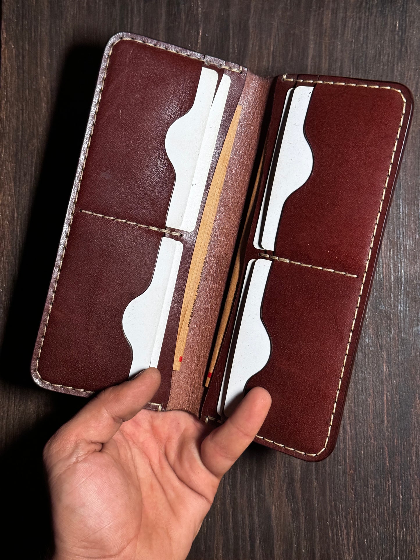 long wallet in sturdy leather
