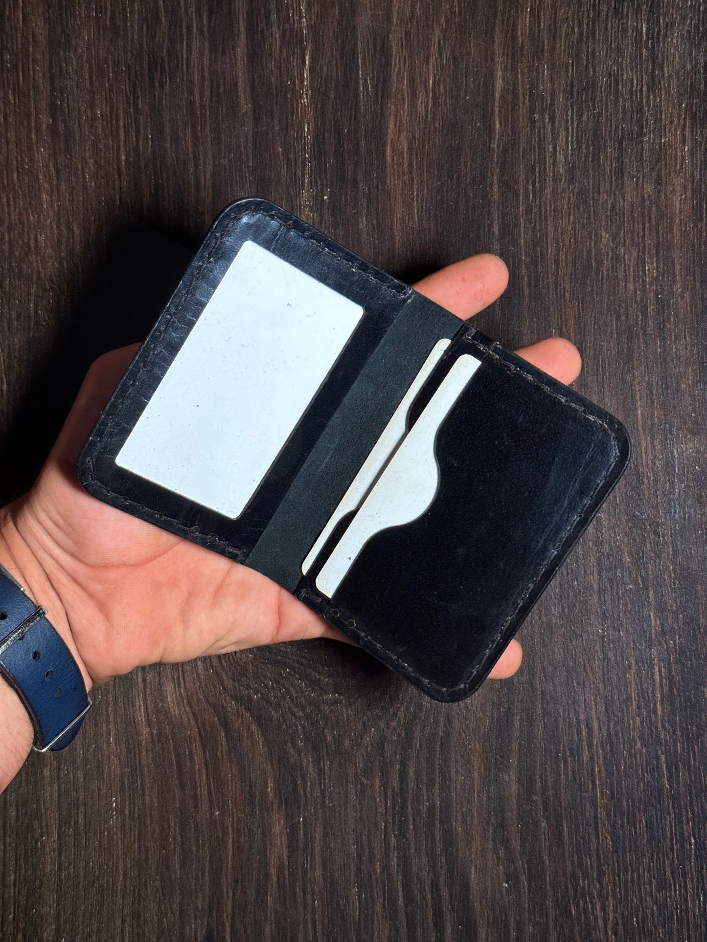 2 cards + 1 ID card slot wallet in soft leather