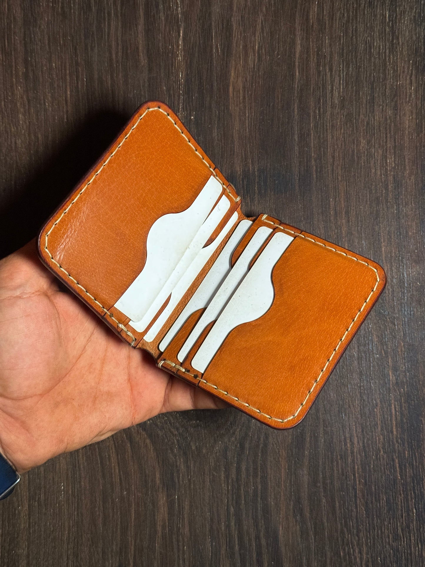 6 cards stop slots bi fold wallet in soft leather