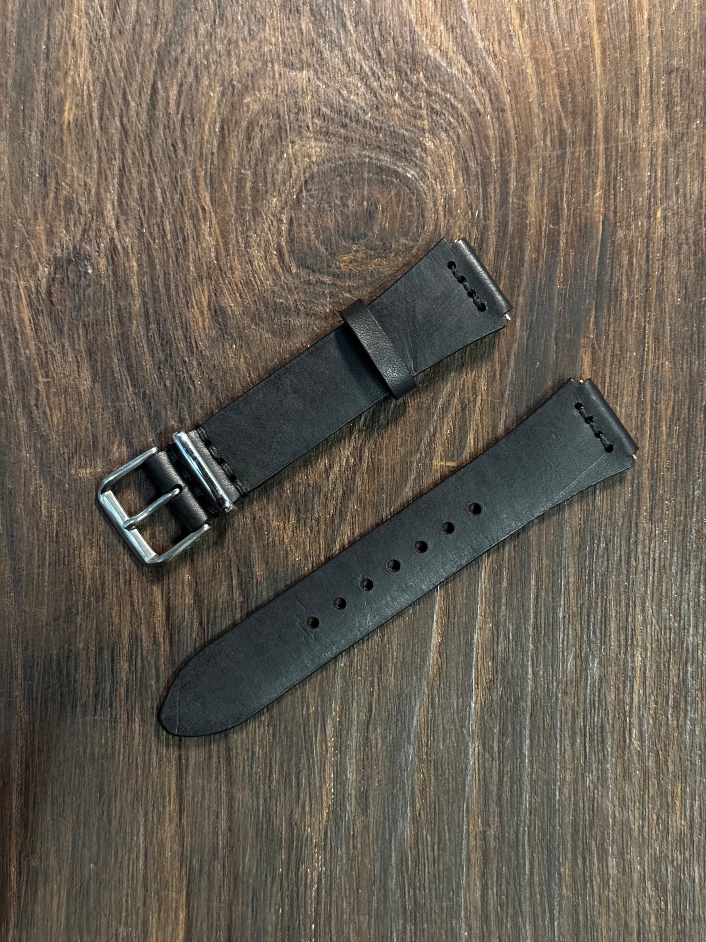 Projected Black minerva chest stitched italian Leather watch Straps