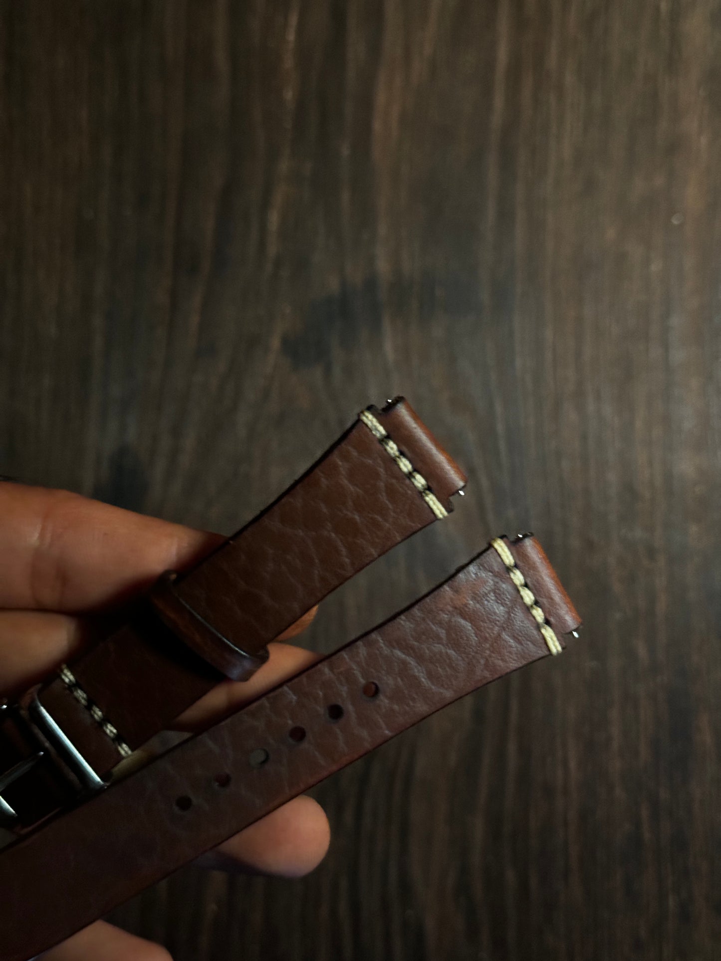 Projected watch straps in horween bison usa leather full grain