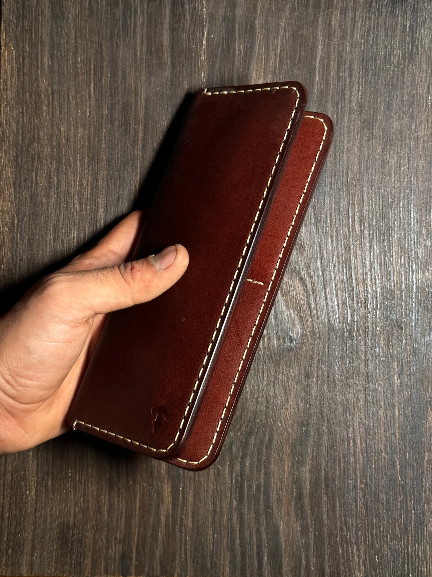 long wallet in sturdy leather