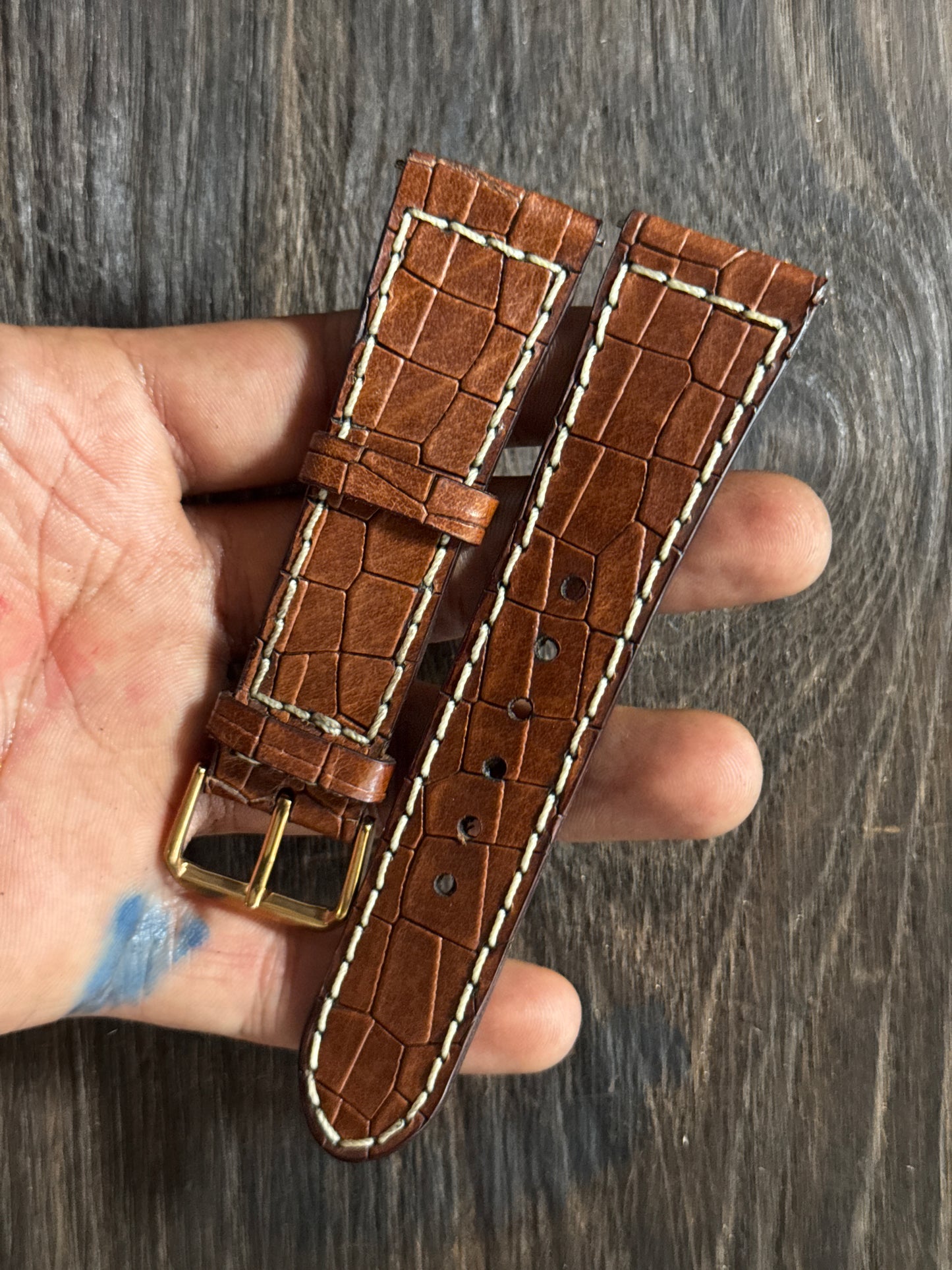 DOUBLE layered Stitched watch strap in soft leather