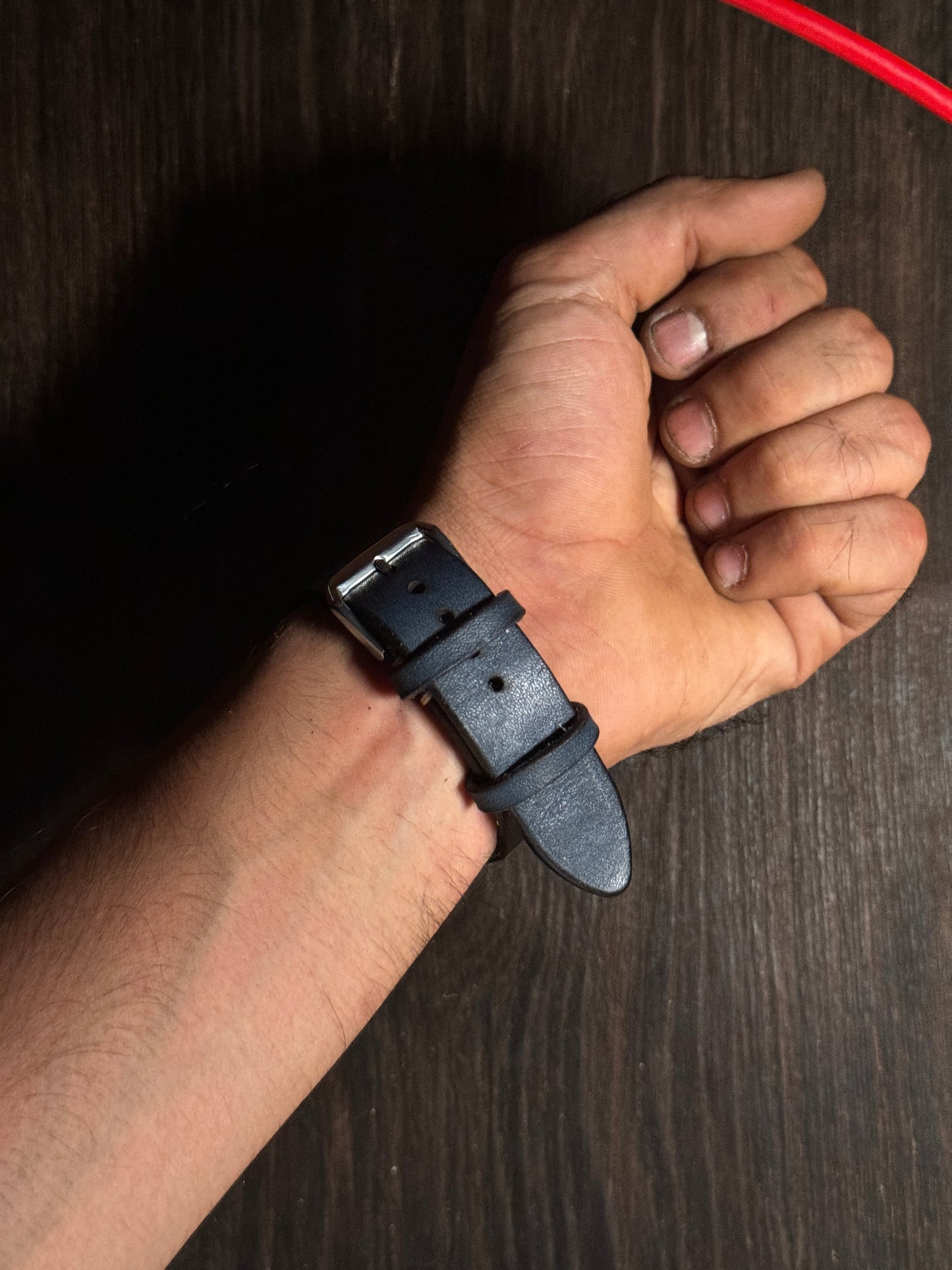 2.8 mm Italian Leather washed denim blue watch Straps