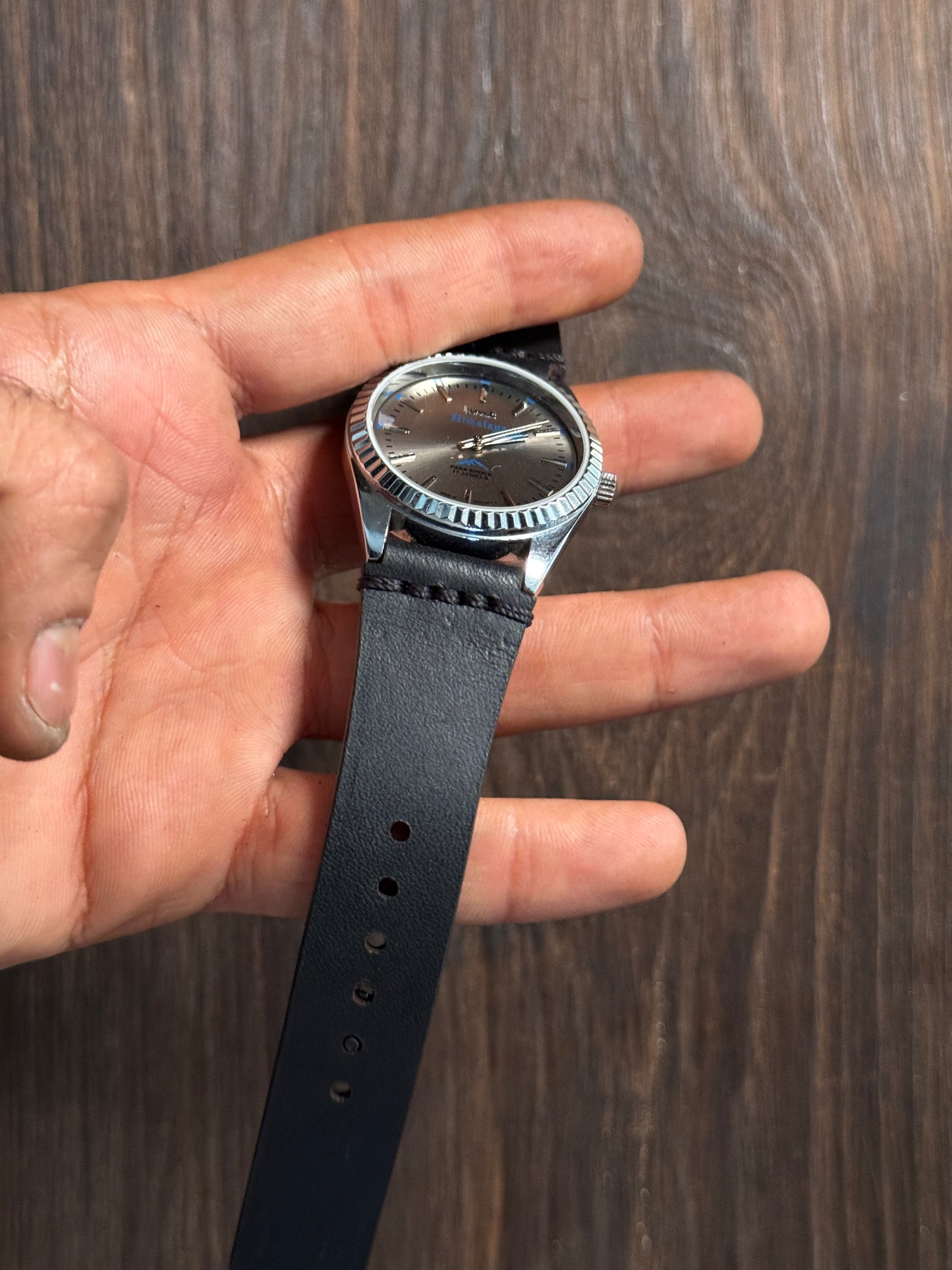 Projected Black minerva italian Leather watch Straps