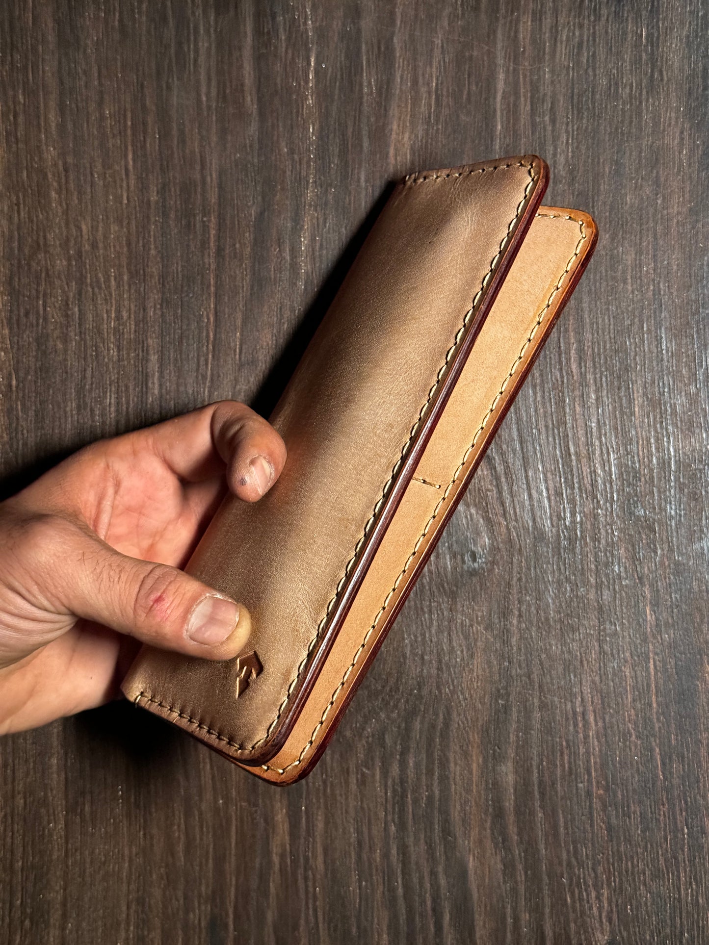 long wallet in sturdy leather