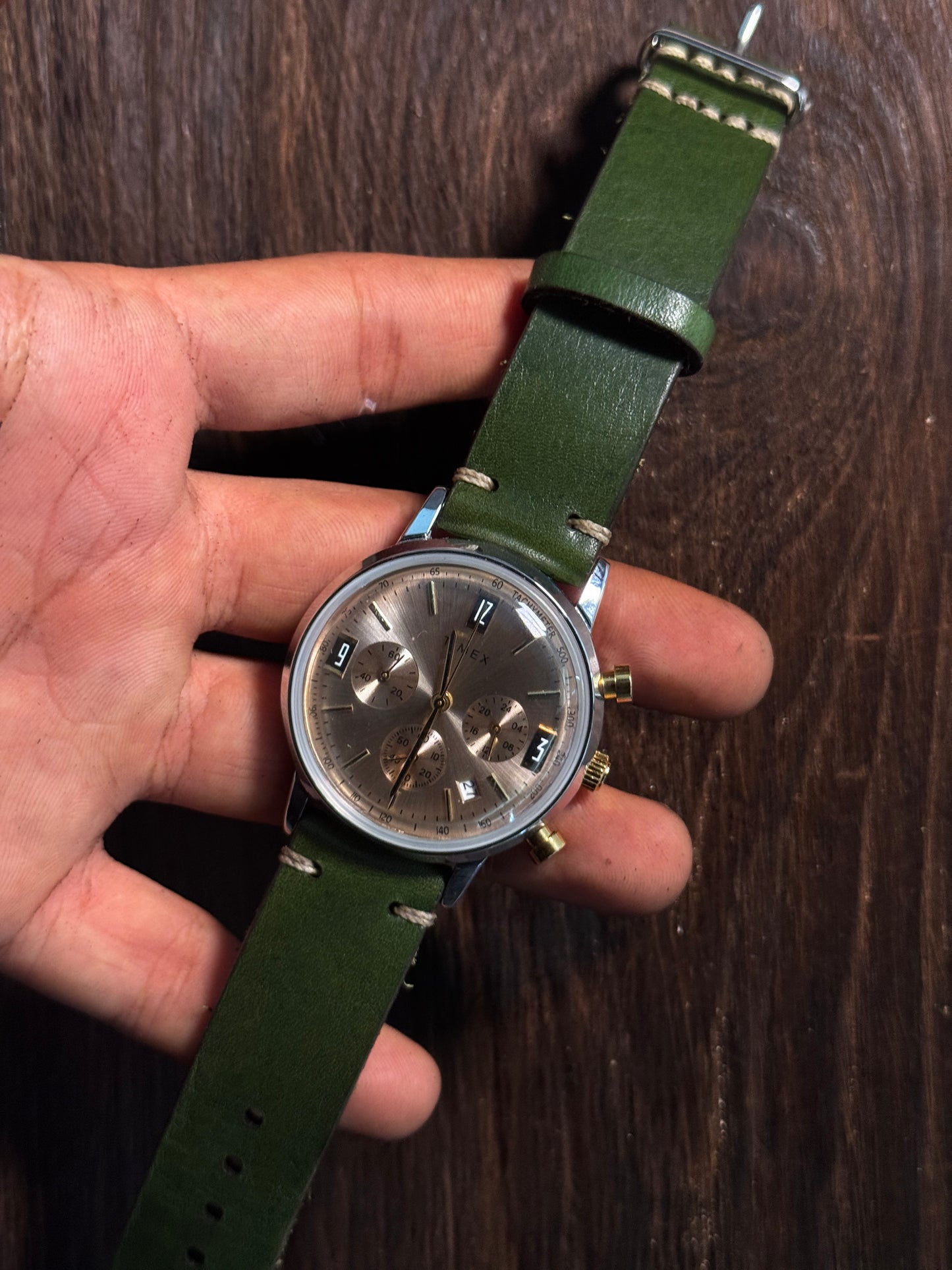 GREEN Italian Leather watch Straps 3mm+