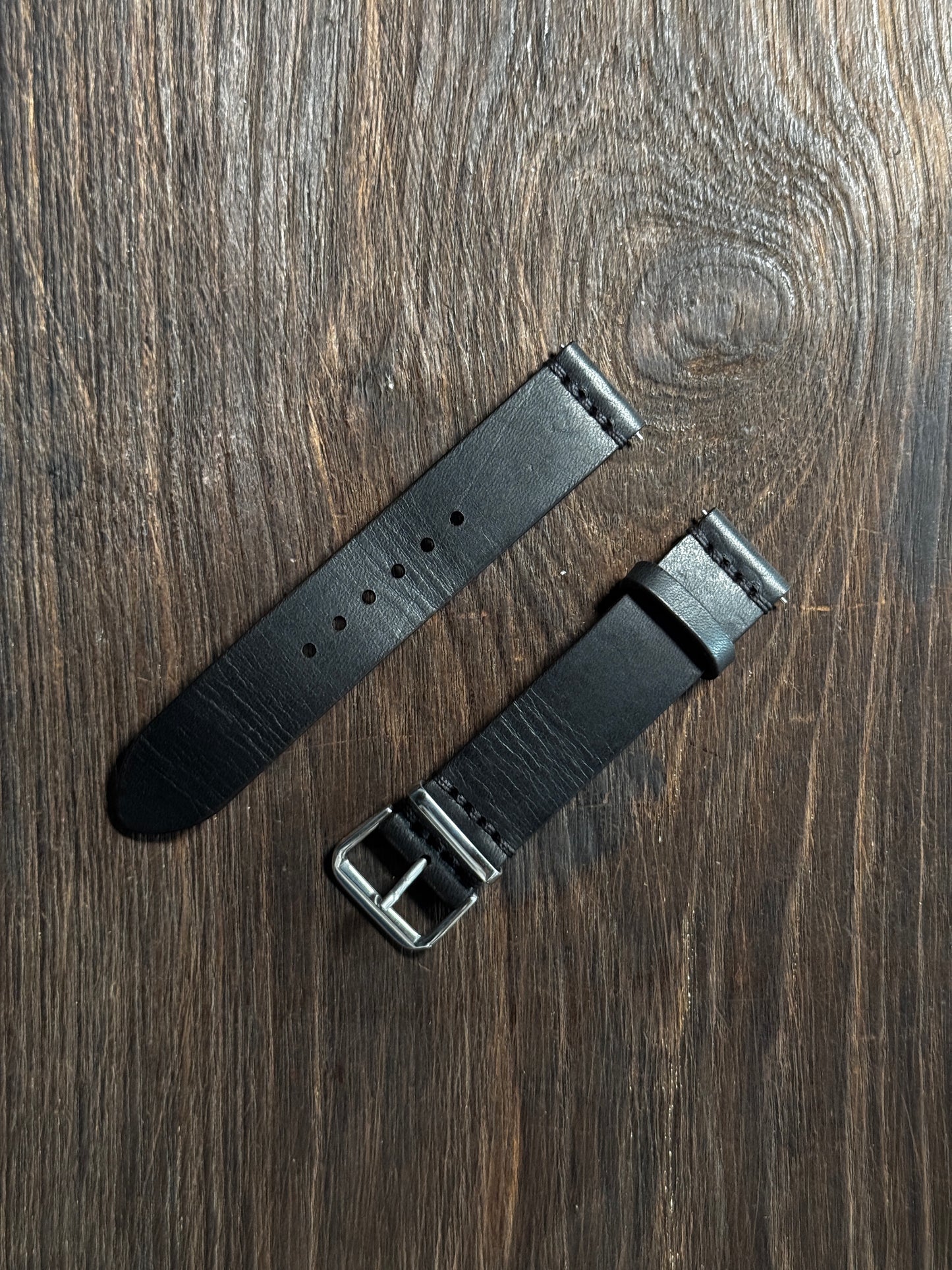 Black minerva italian Leather watch Straps