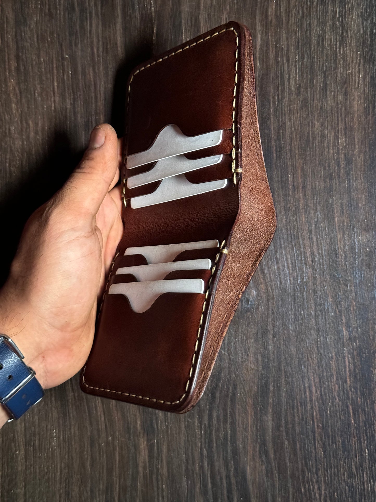 vertical bi fold wallet 6+1 big size in soft leather