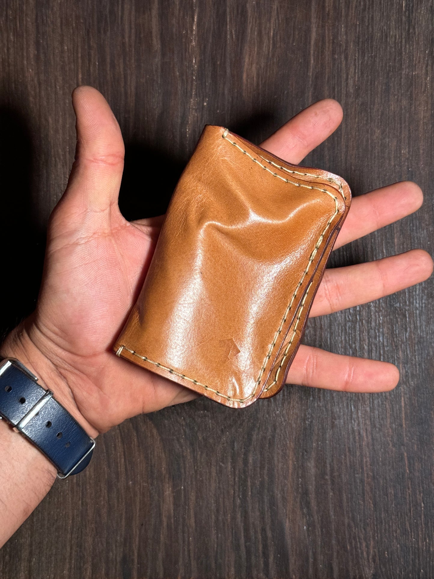 2 cards + 2 receipts slots + 1 ID card slot wallet in soft leather