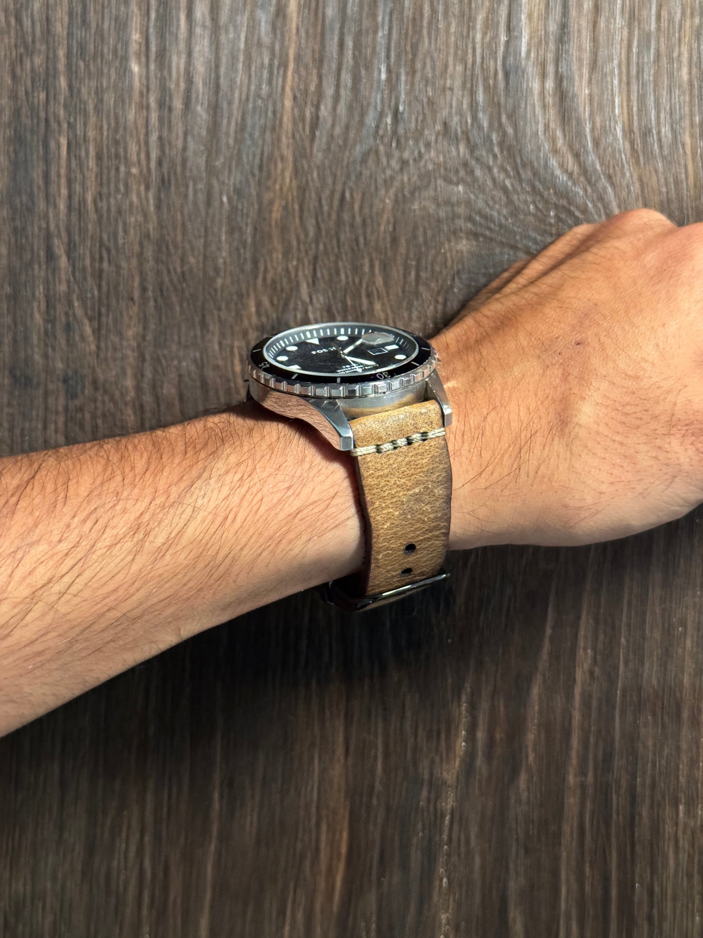 2.8 mm Italian Leather washed khakee watch Straps