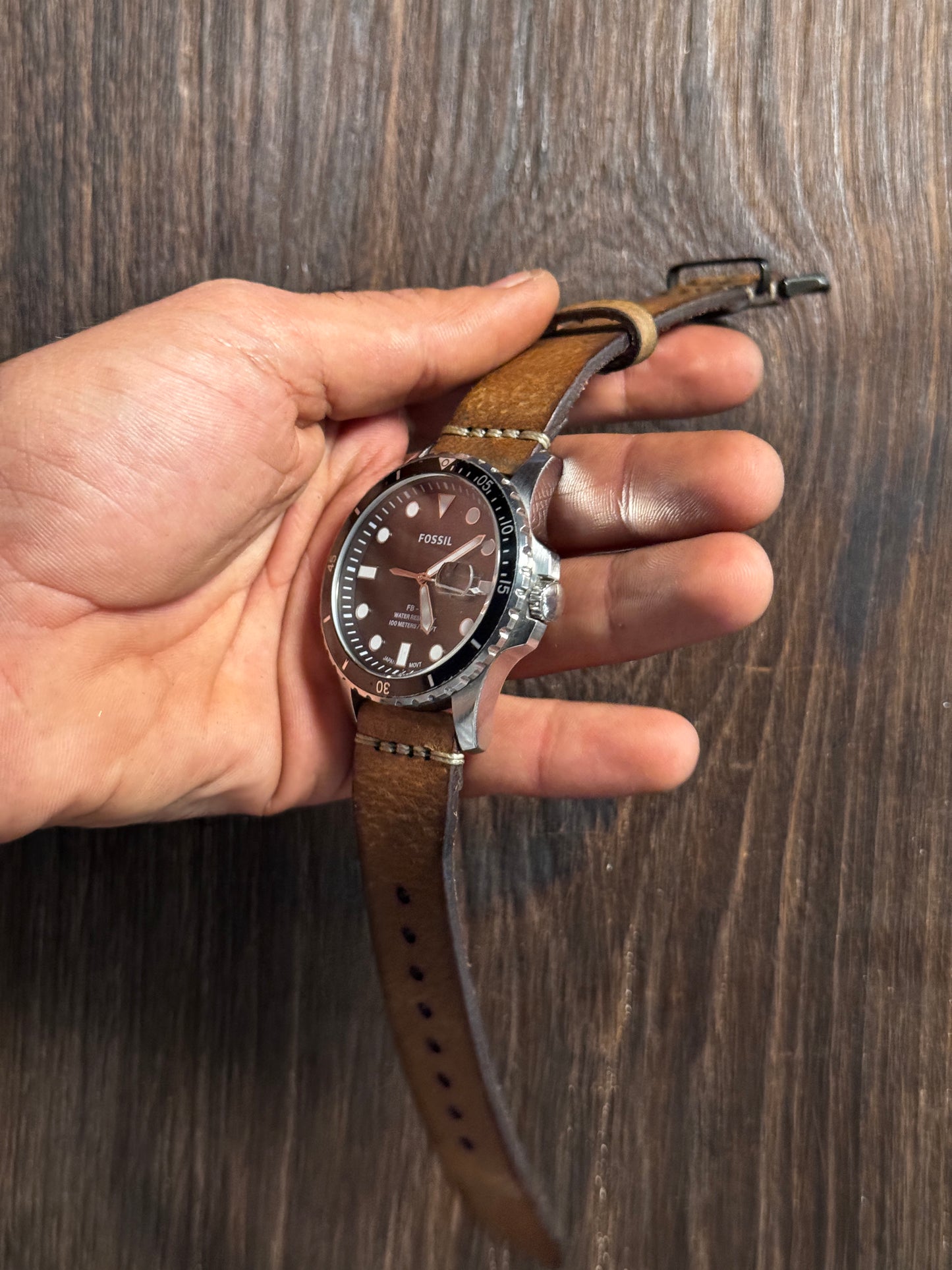 2.8 mm Italian Leather washed khakee watch Straps
