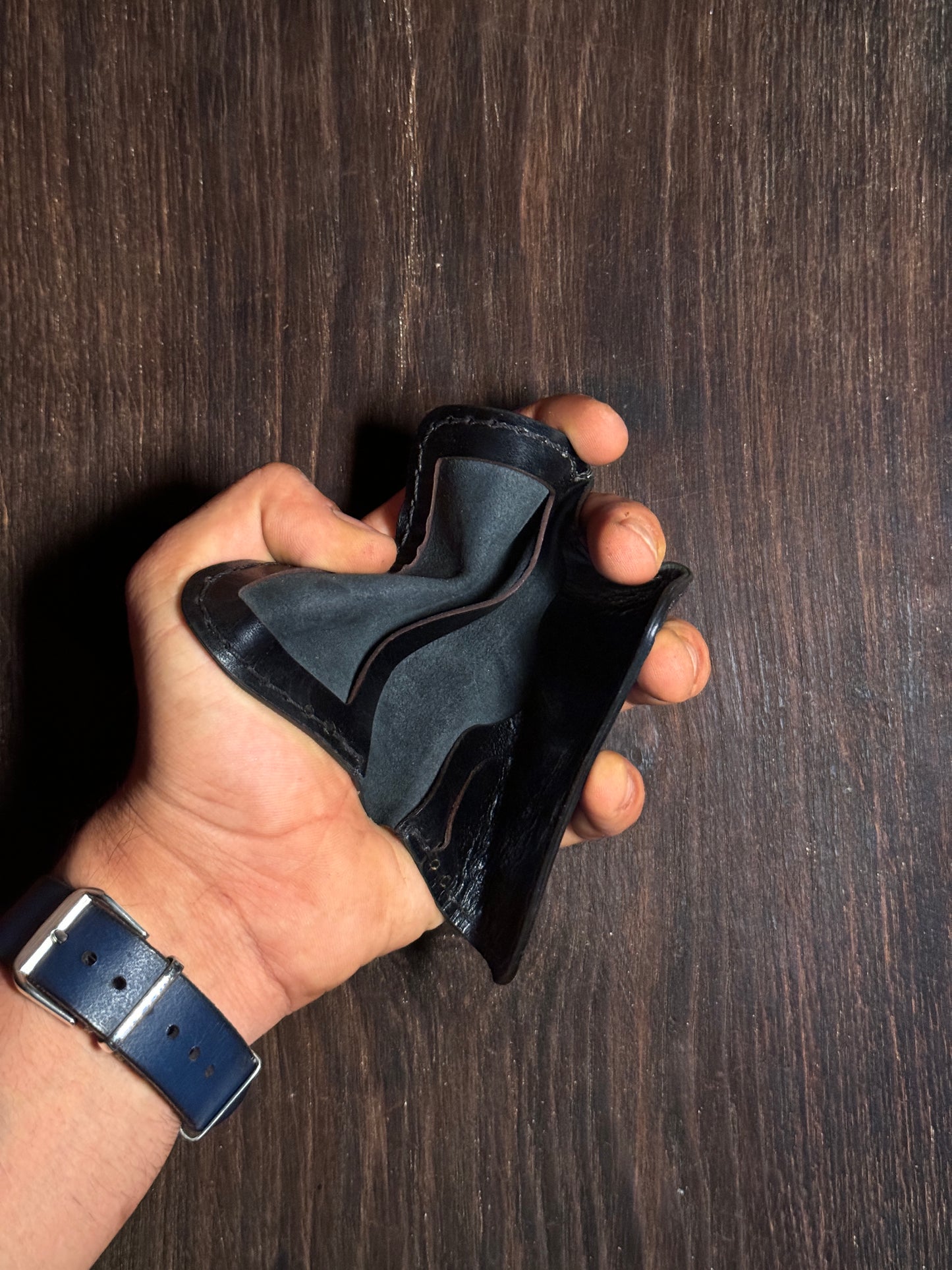 2 cards + 1 ID card slot wallet in soft leather