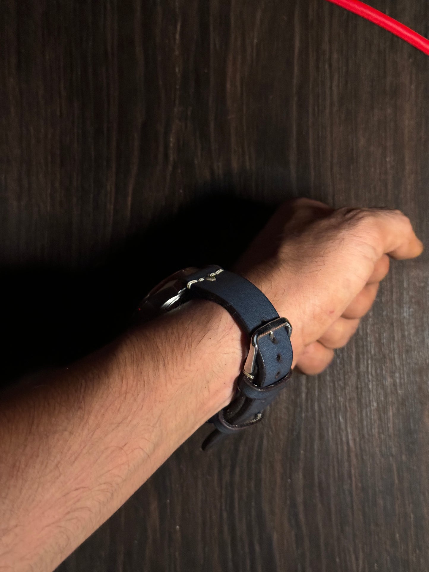 2.8 mm Italian Leather washed denim blue watch Straps