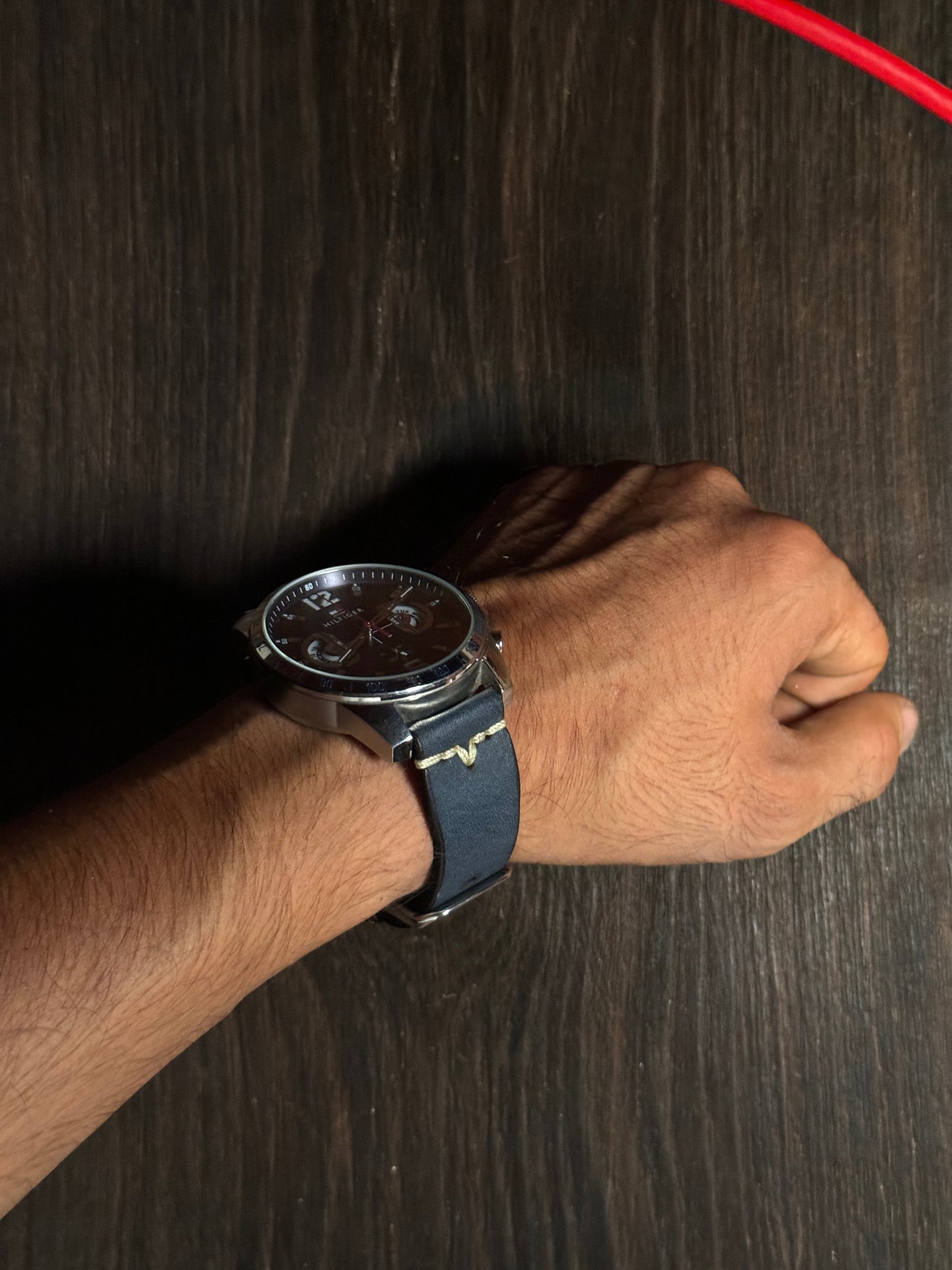 2.8 mm Italian Leather washed denim blue watch Straps