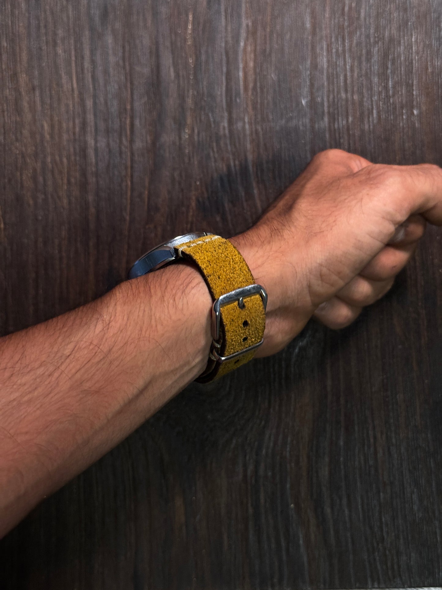 SUEDE YELLOW full grain Leather watch Straps