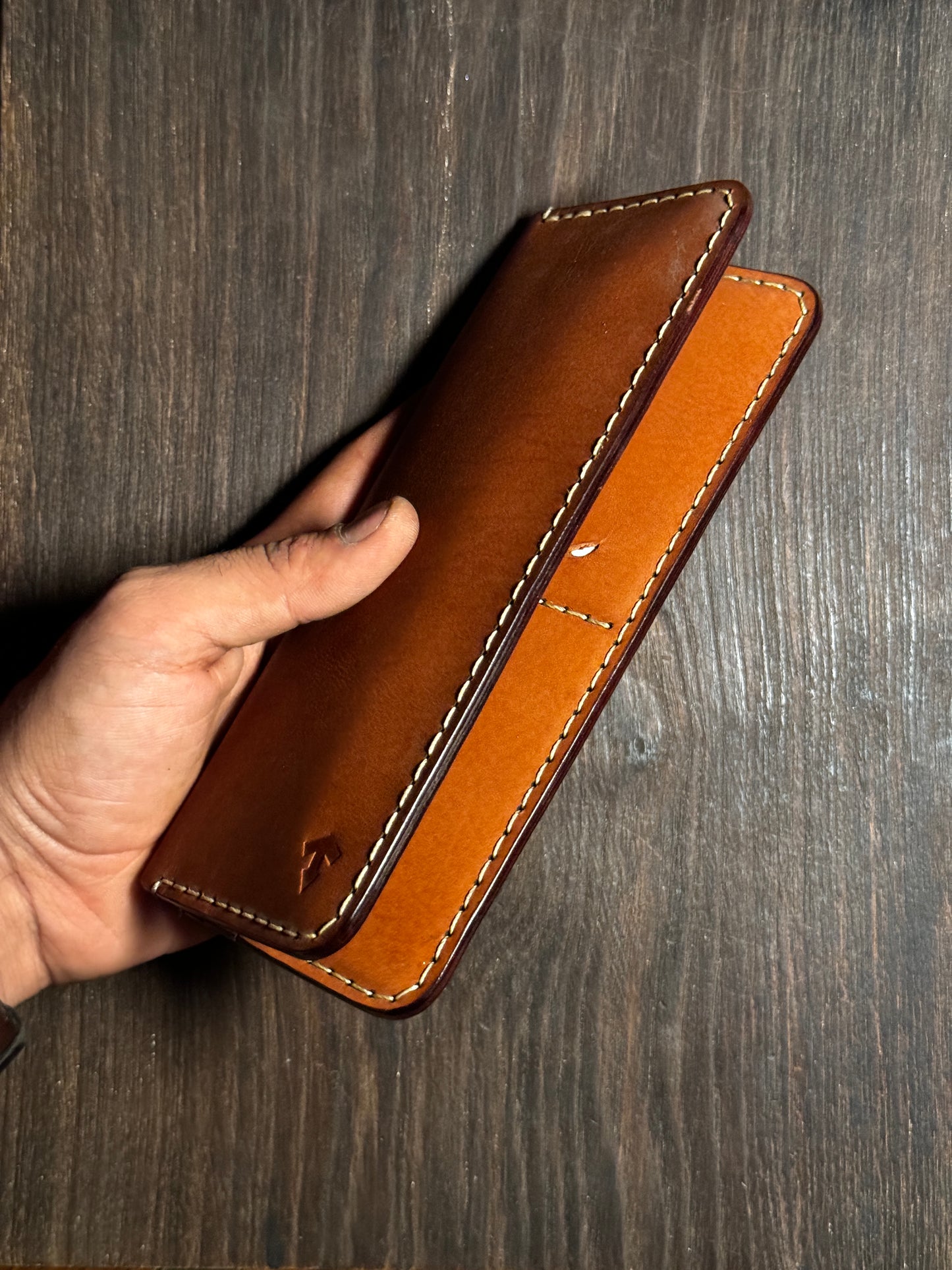 long wallet in sturdy leather