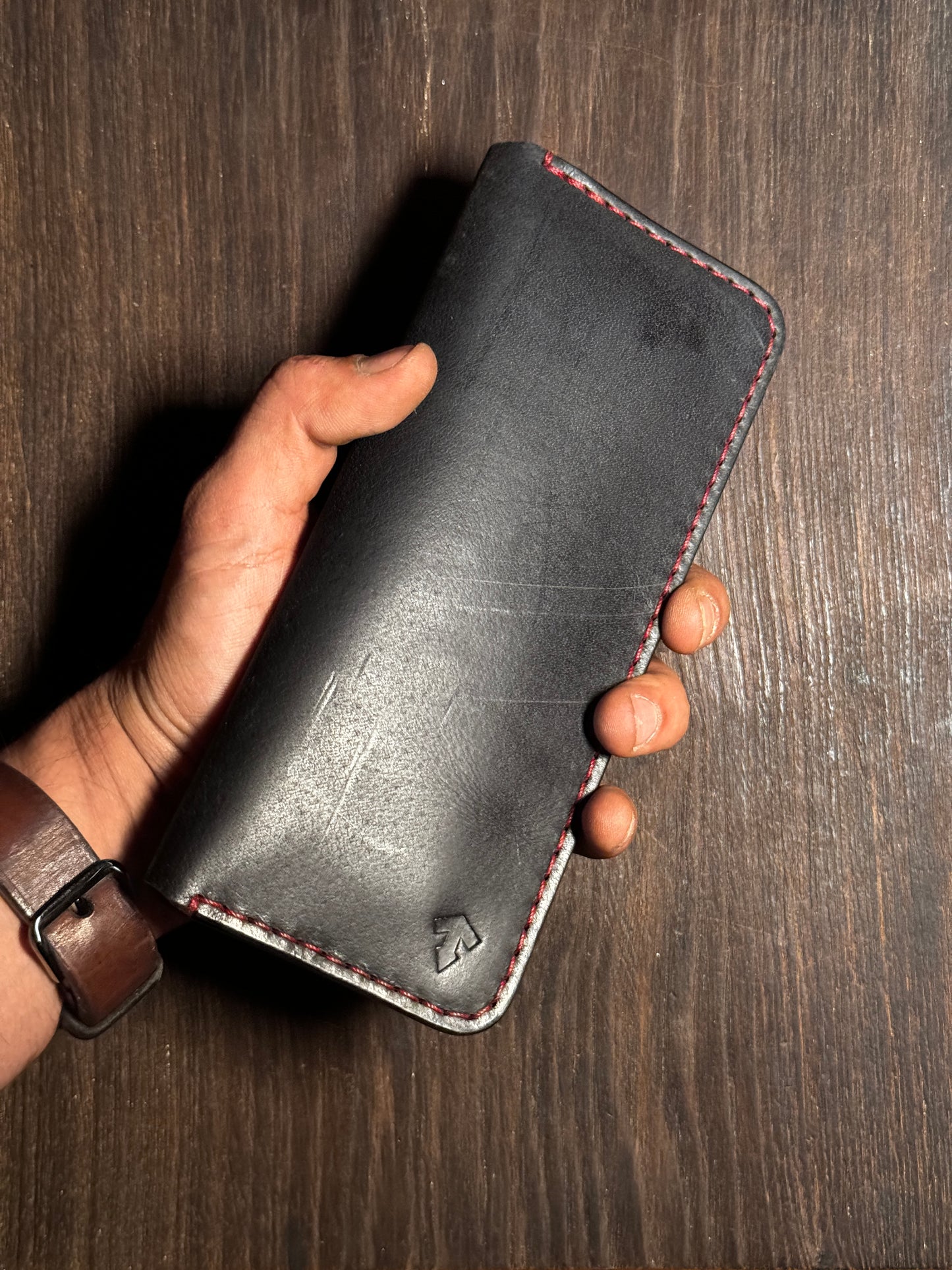 long wallet in sturdy leather