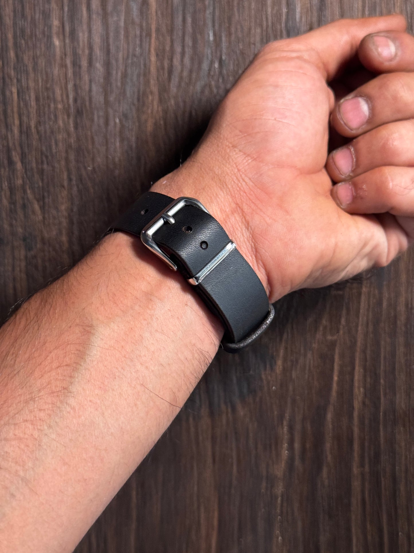 Projected Black minerva italian Leather watch Straps