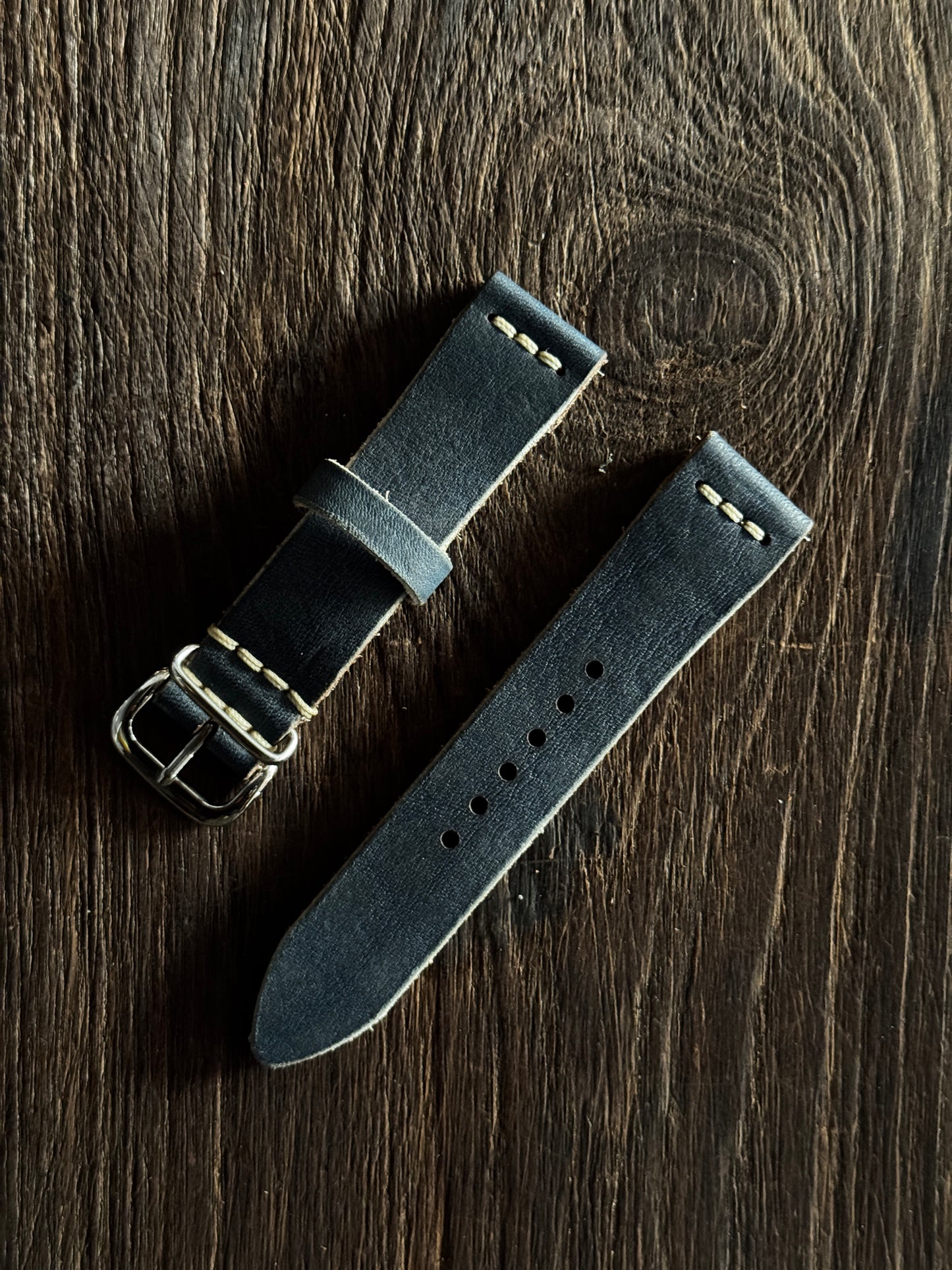 2.8 mm Italian Leather washed denim blue watch Straps