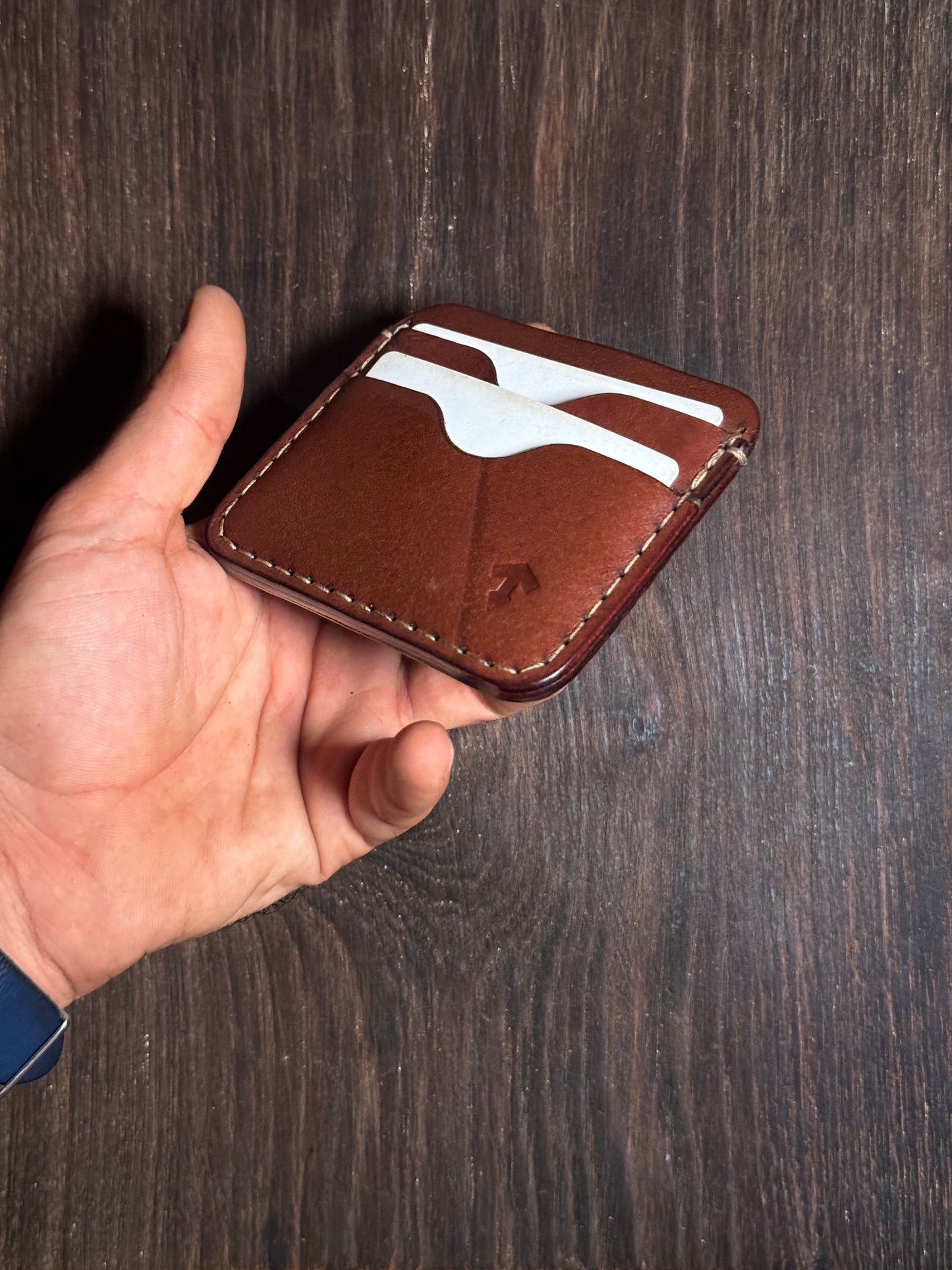 4 cards no fold sleeve in sturdy leather