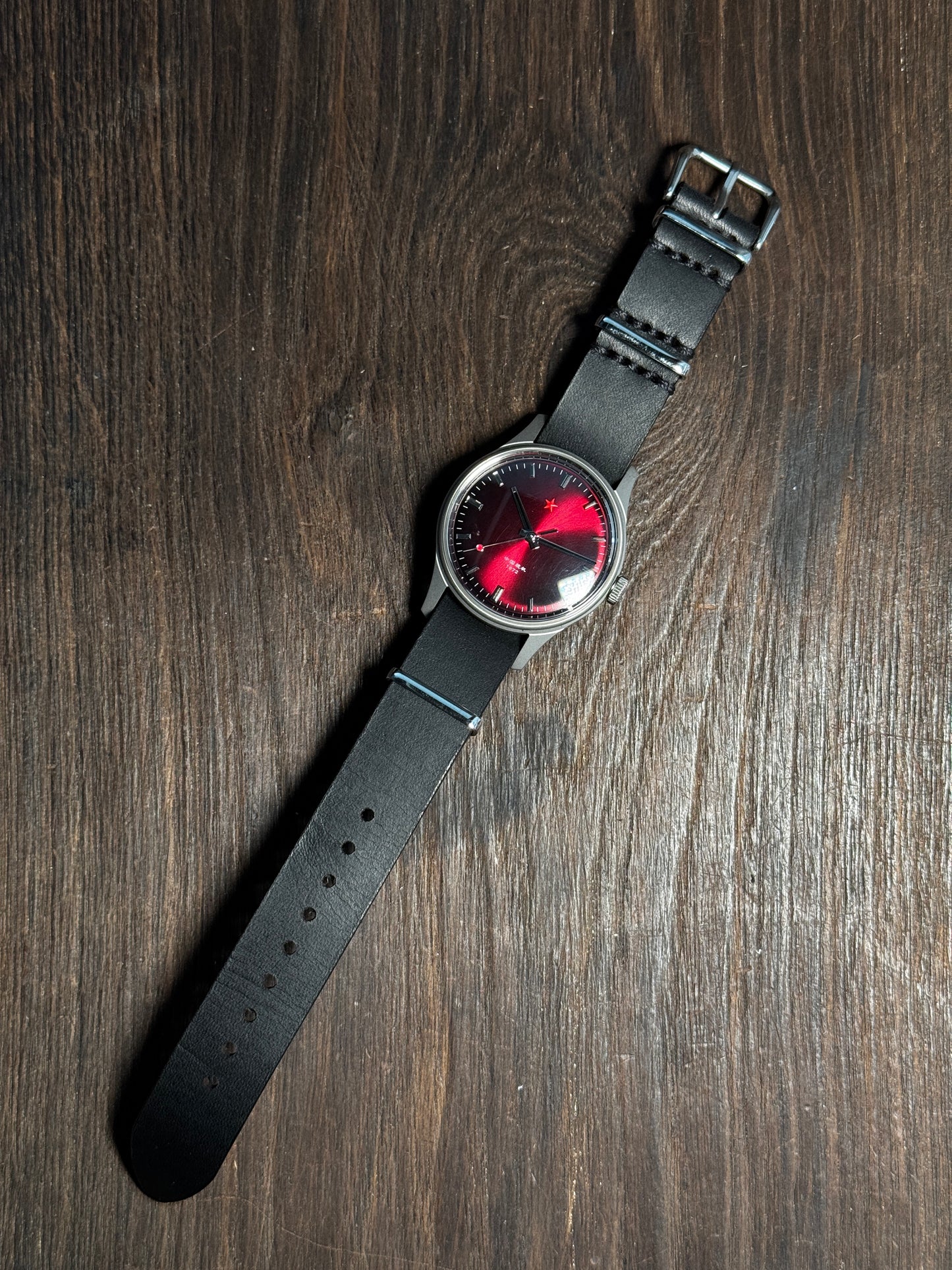 Two way NATO Black minerva italian Leather watch Straps