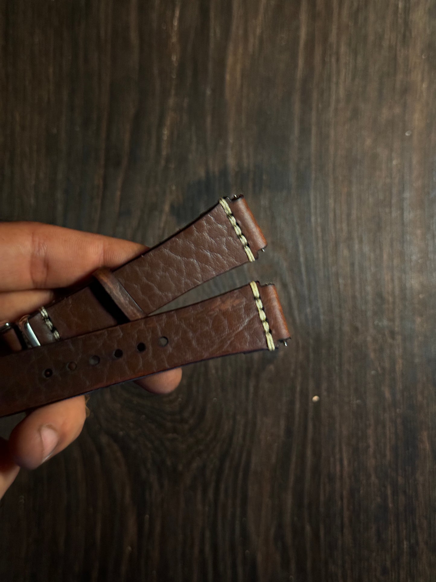 Projected watch straps in horween bison usa leather full grain