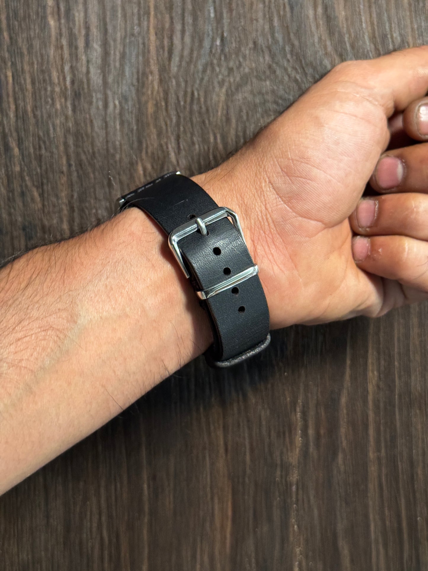 Black minerva italian Leather watch Straps