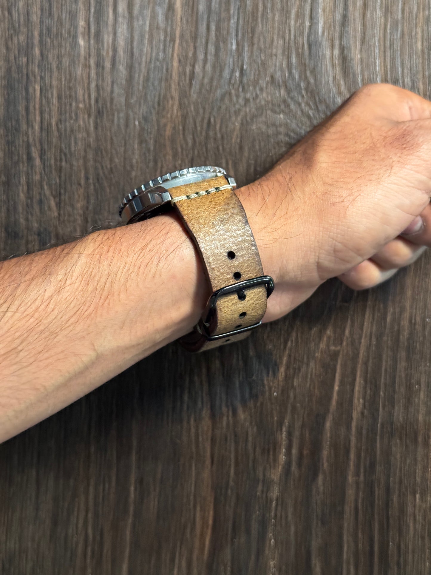 2.8 mm Italian Leather washed khakee watch Straps