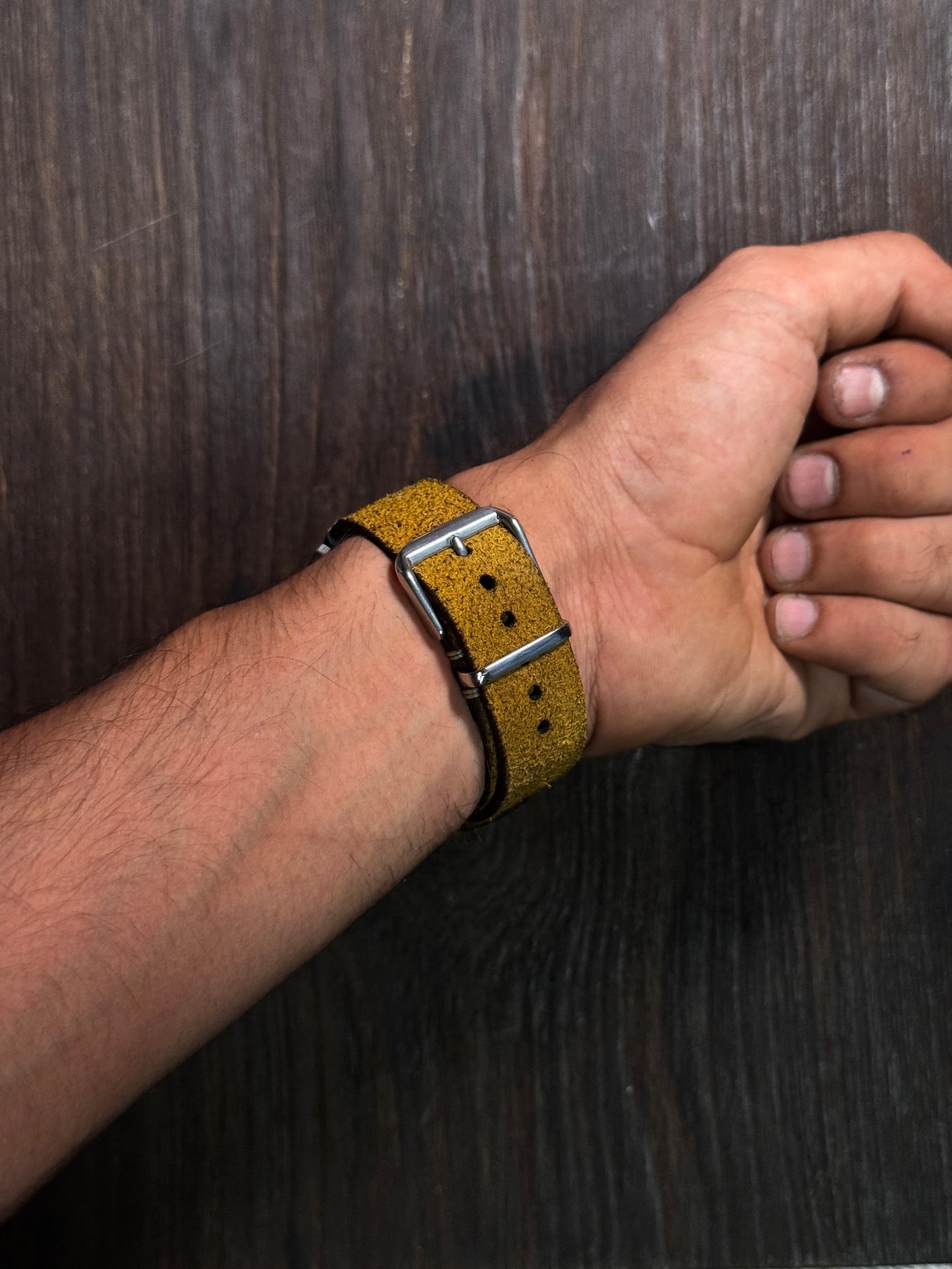 SUEDE YELLOW full grain Leather watch Straps