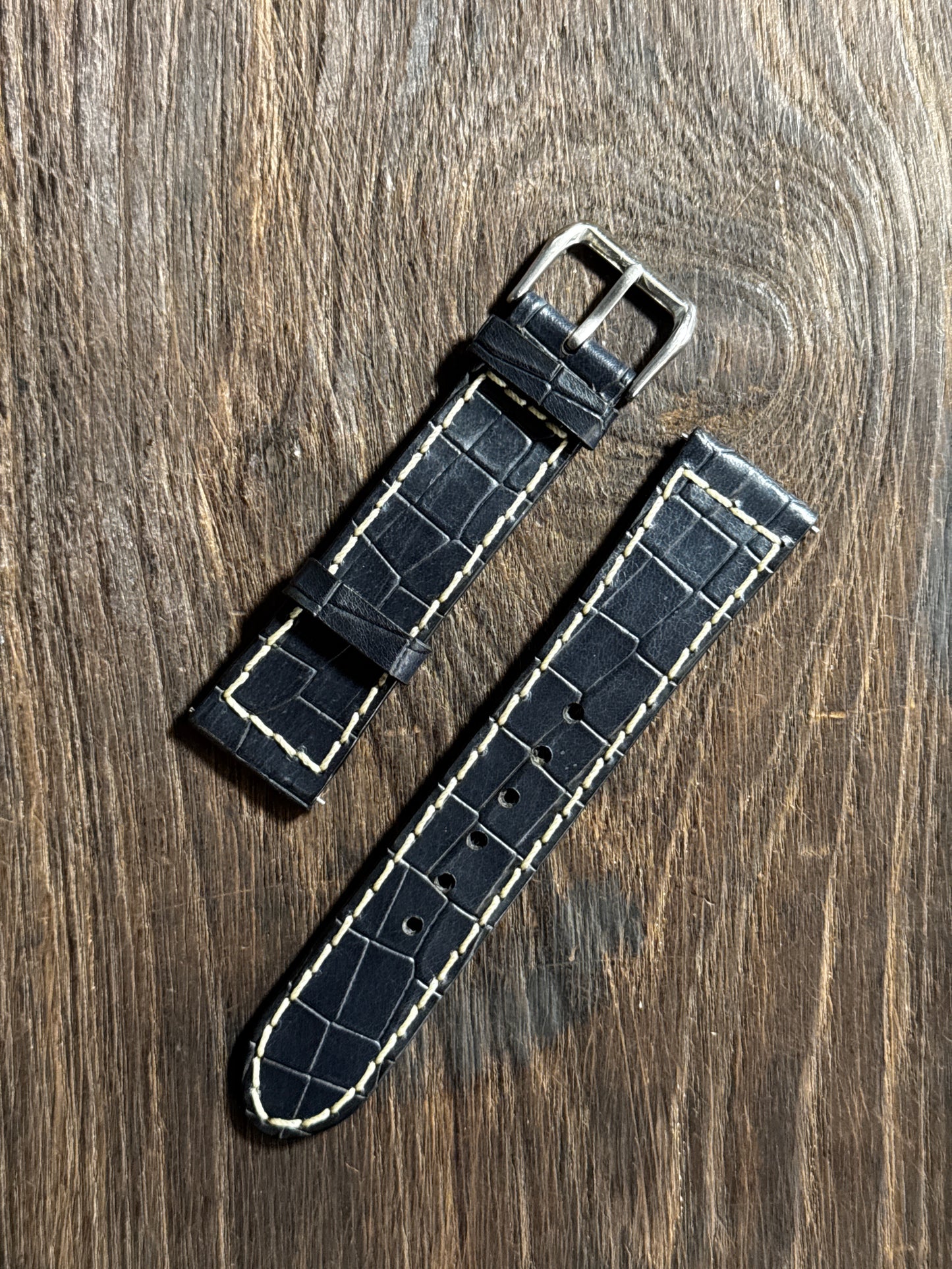 DOUBLE layered Stitched watch strap in soft leather