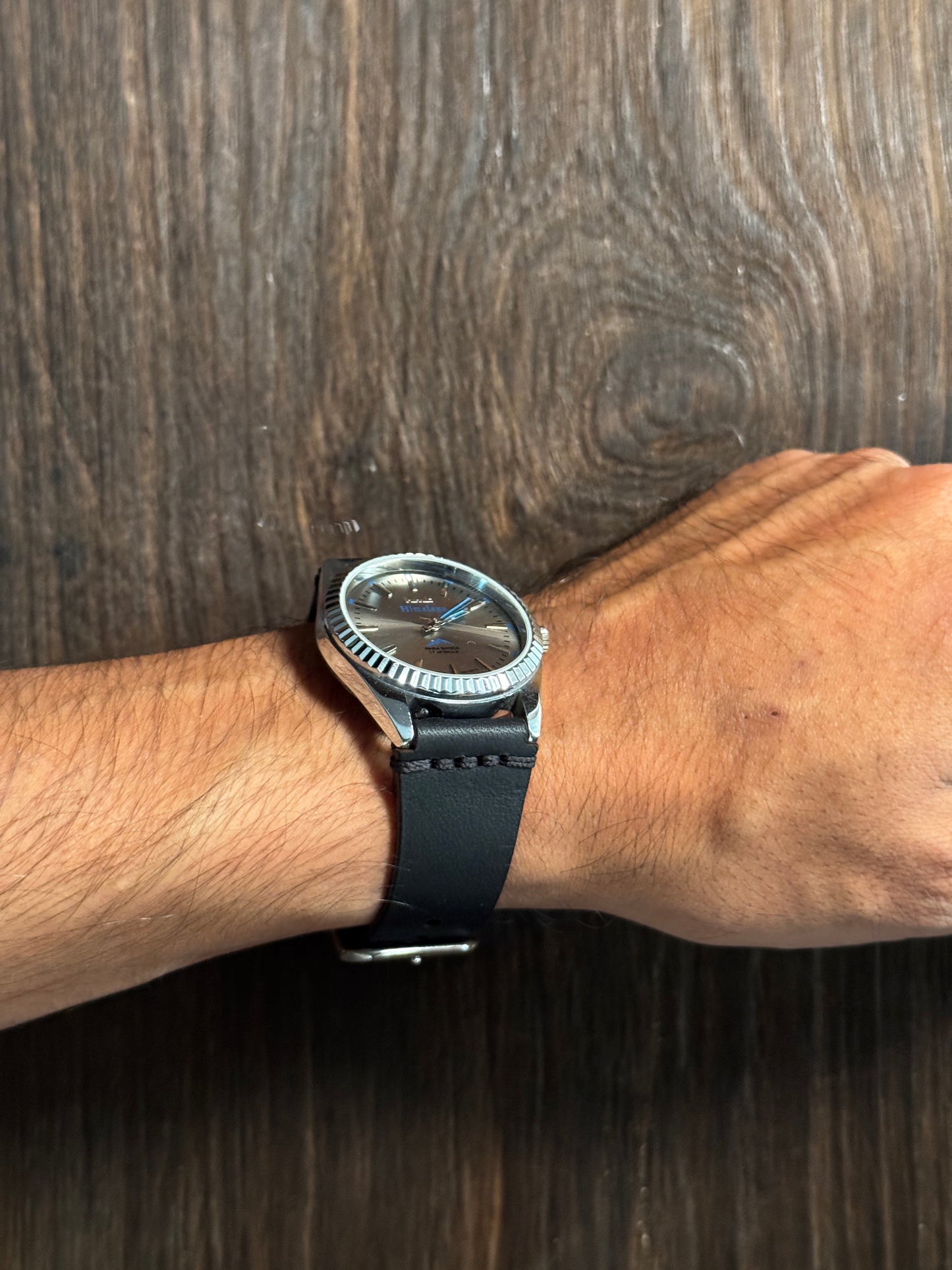 Projected Black minerva italian Leather watch Straps