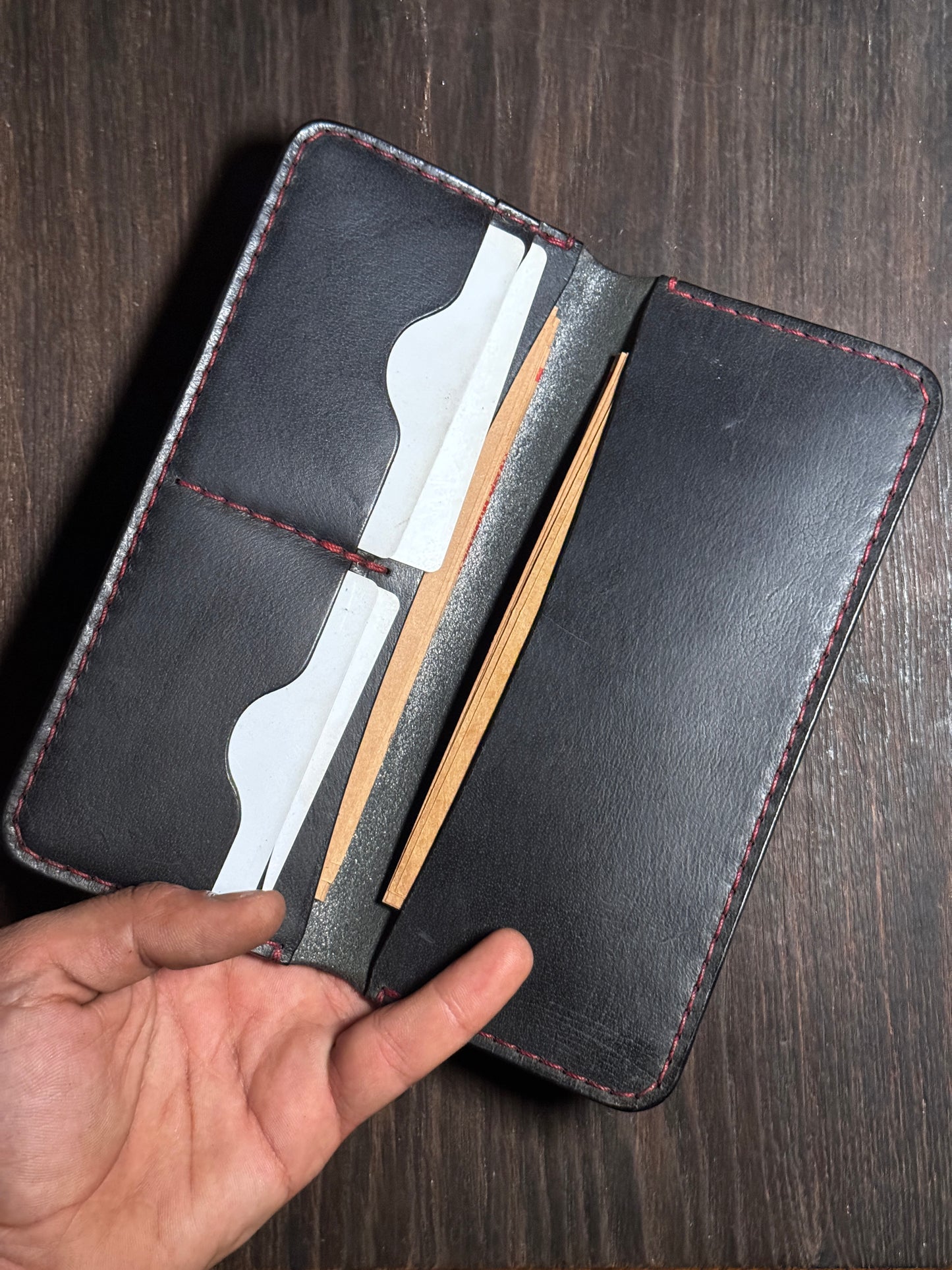 long wallet in sturdy leather
