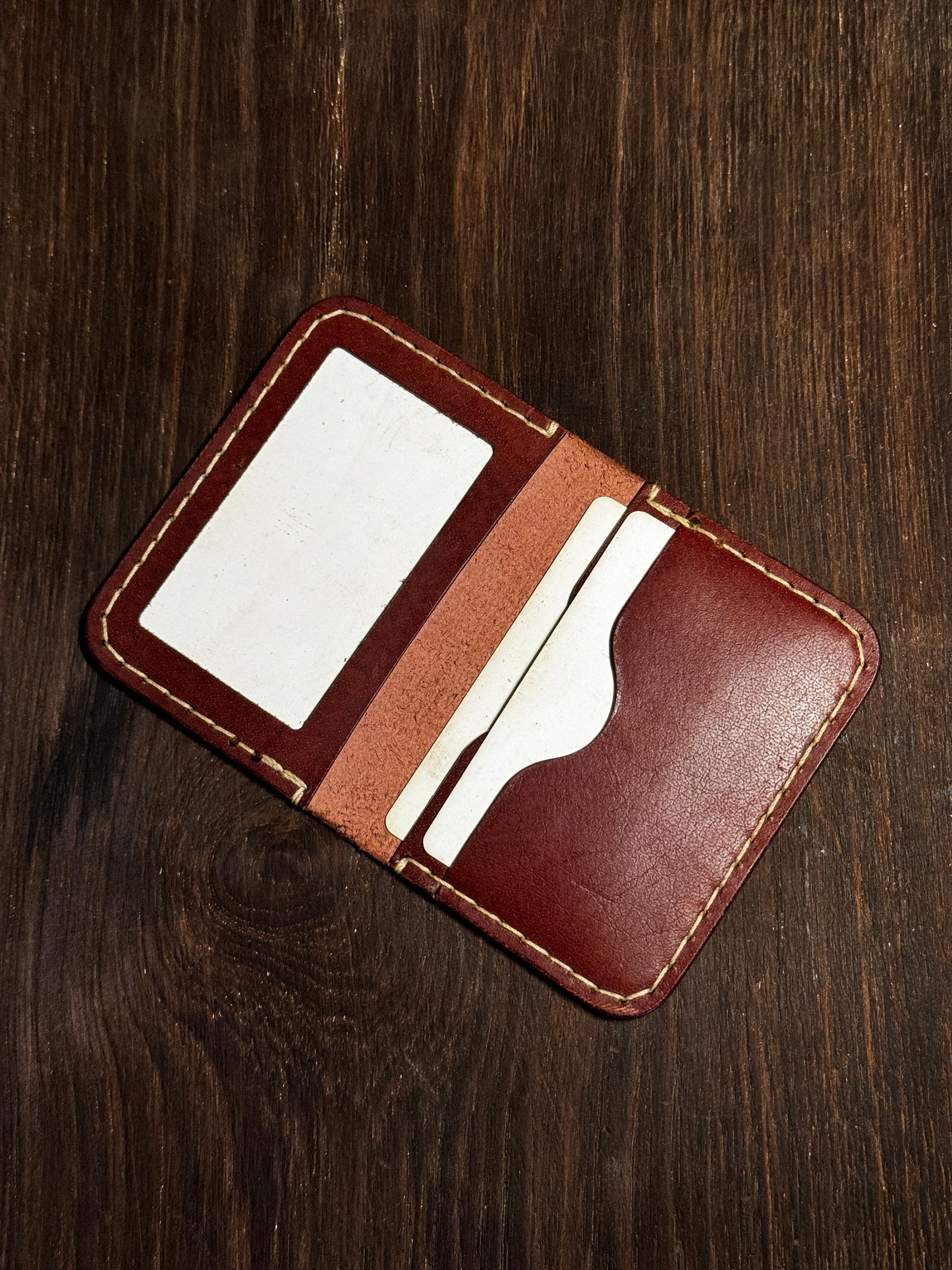 2 cards + 1 ID card slot wallet in sturdy leather