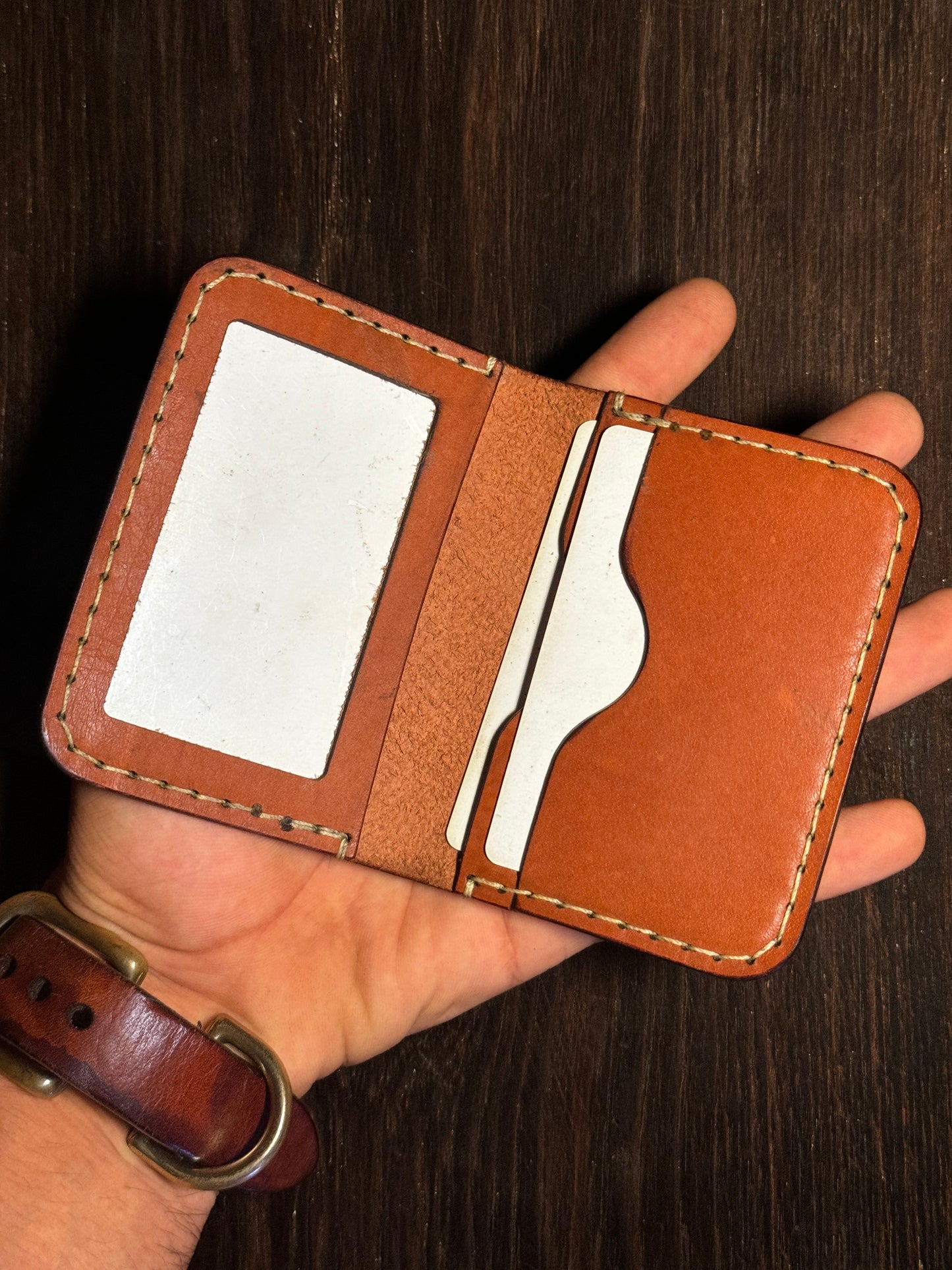 2 cards + 1 ID card slot wallet in sturdy leather